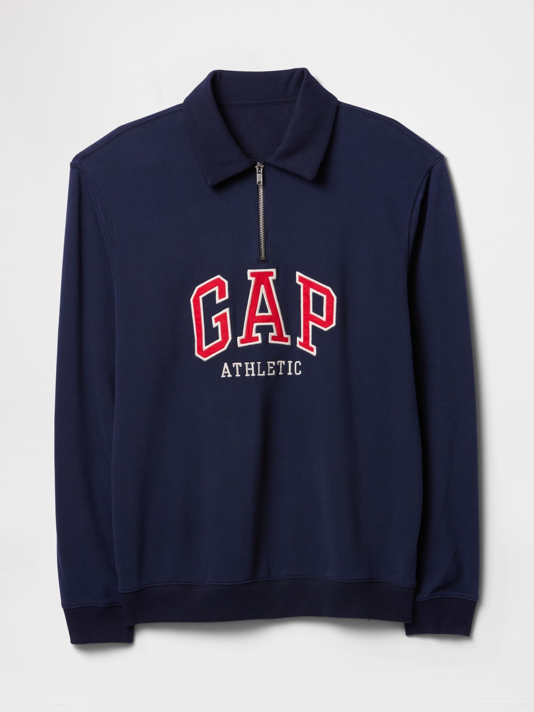 Navy/Blue Vintage Soft Athletic Logo Quarter Zip Polo Sweatshirt - Image 1 of 2