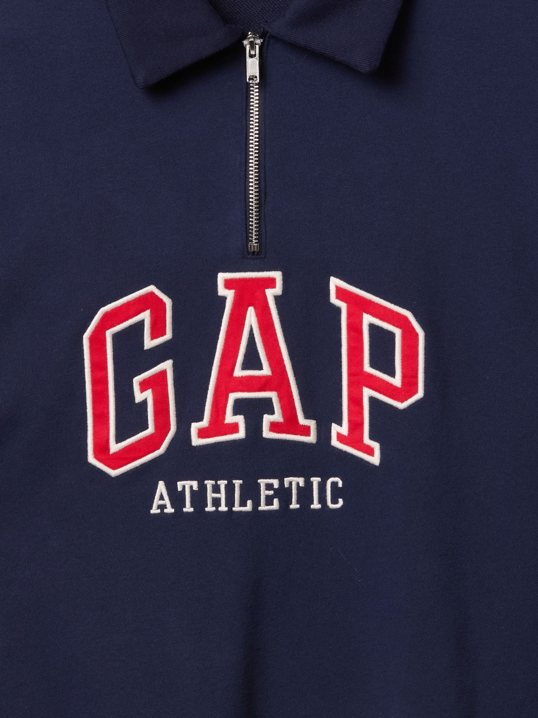 Navy/Blue Vintage Soft Athletic Logo Quarter Zip Polo Sweatshirt - Image 2 of 2