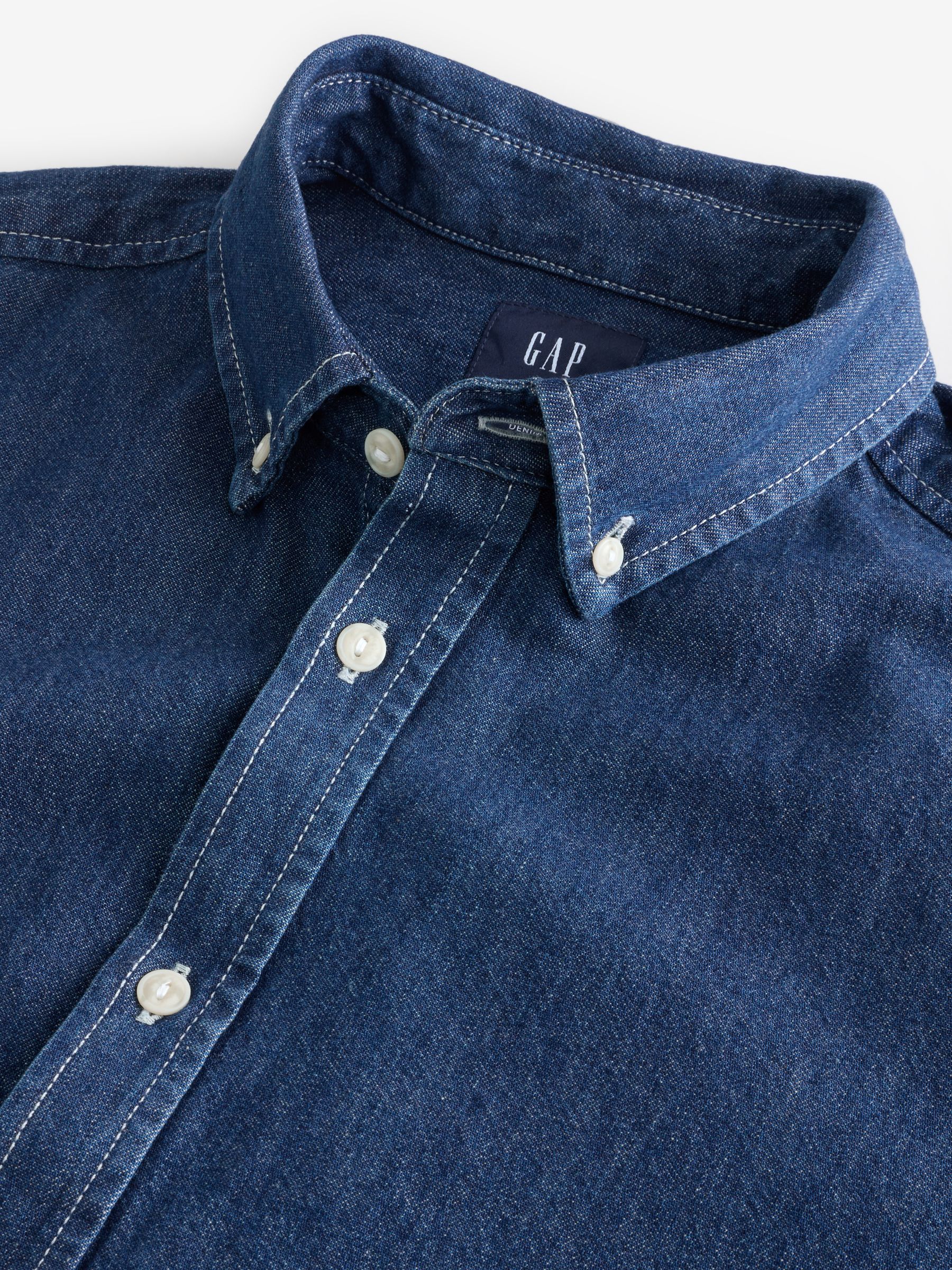 Dark Indigo Blue Embroidered Denim Oversized Shirt - Image 8 of 10