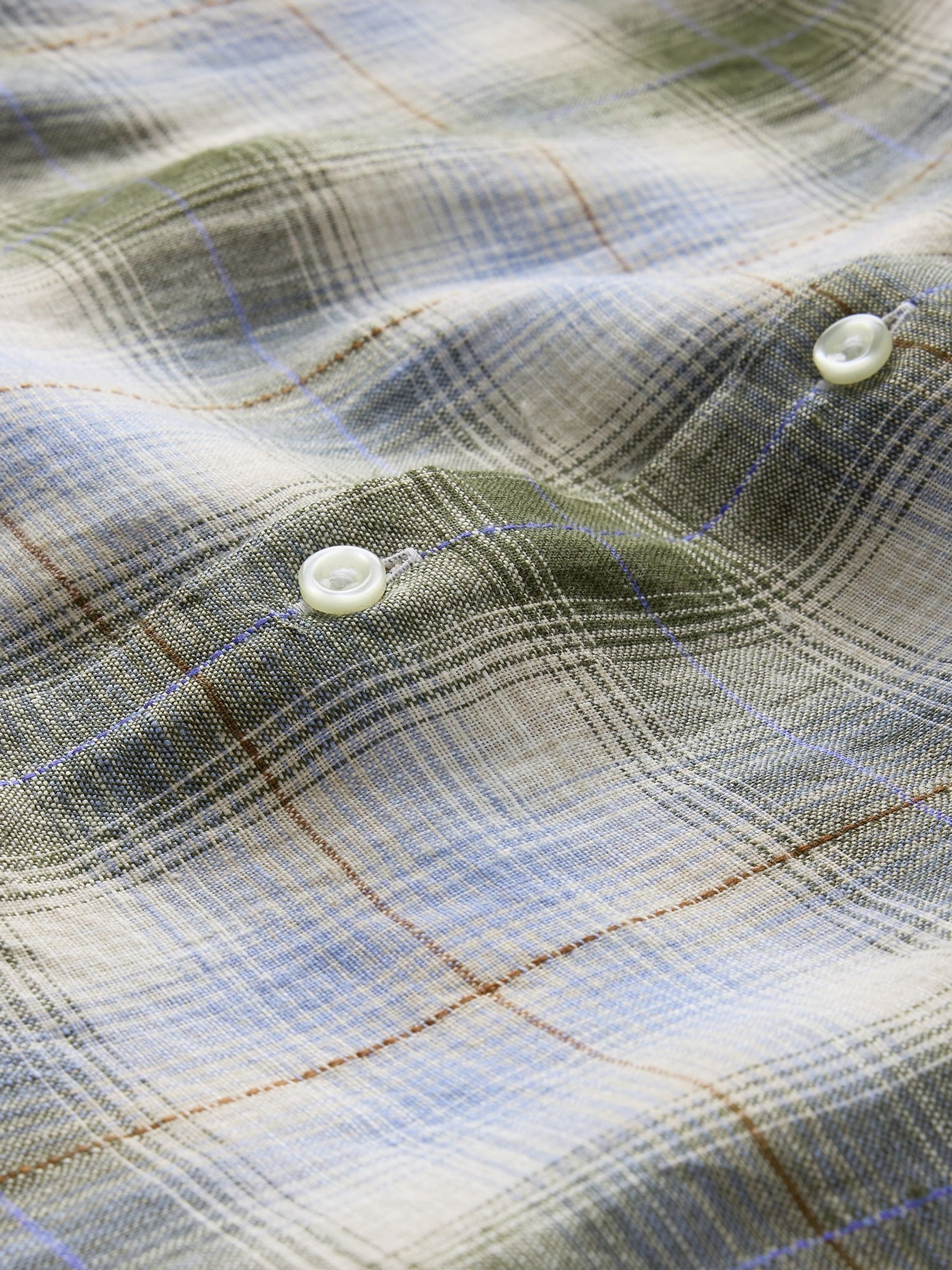 Light Blue 100% Linen Classic Shirt - Image 5 of 5