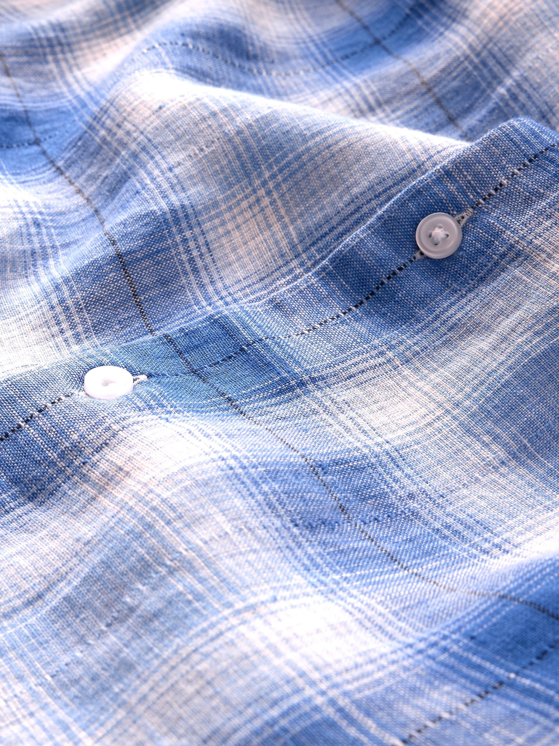 Blue 100% Linen Classic Shirt - Image 5 of 5