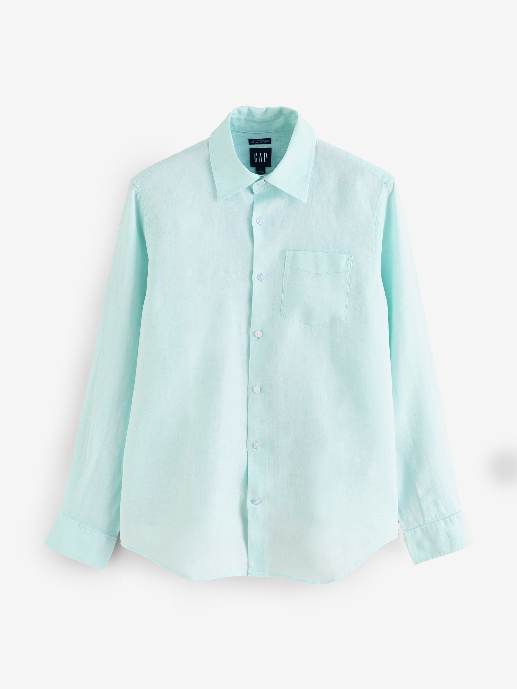 Green 100% Linen Long Sleeve Classic Shirt - Image 3 of 5