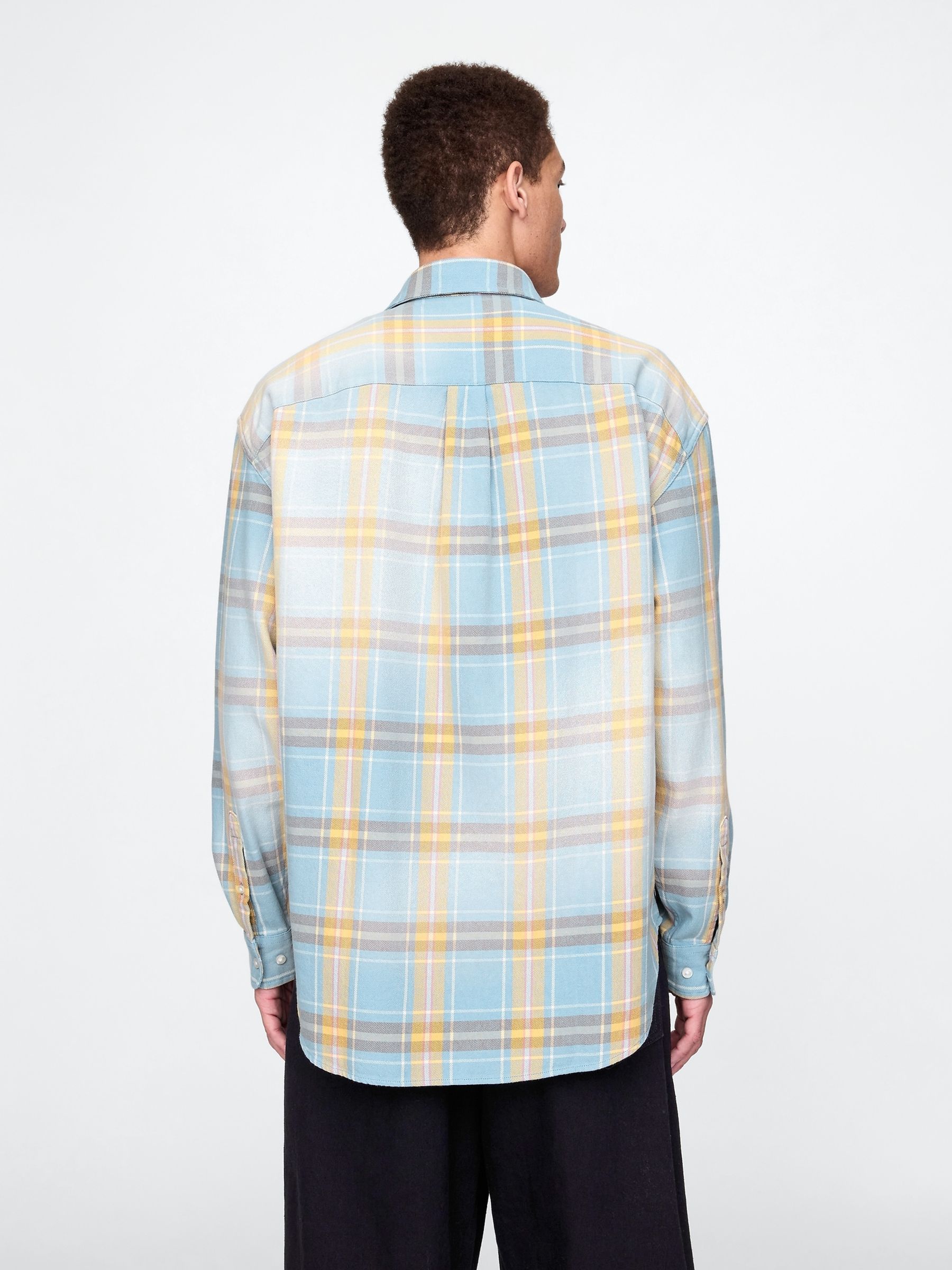 Blue & Yellow Check Cotton Twill Oversized Shirt - Image 2 of 5