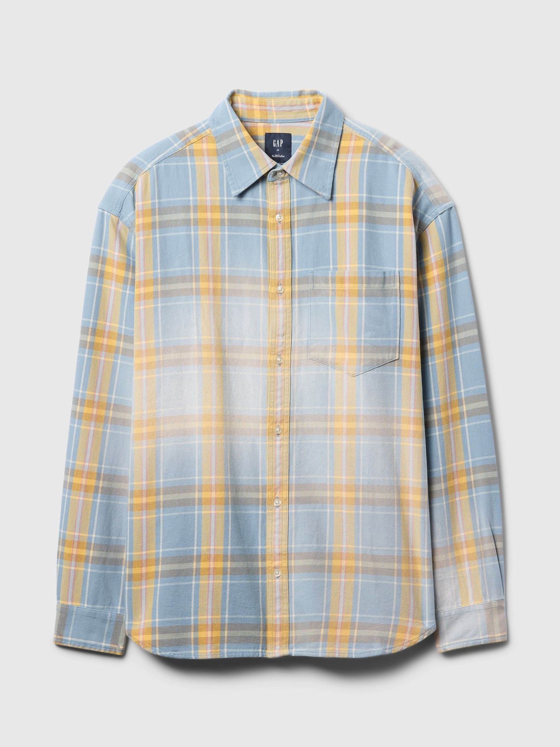 Blue & Yellow Check Cotton Twill Oversized Shirt - Image 4 of 5