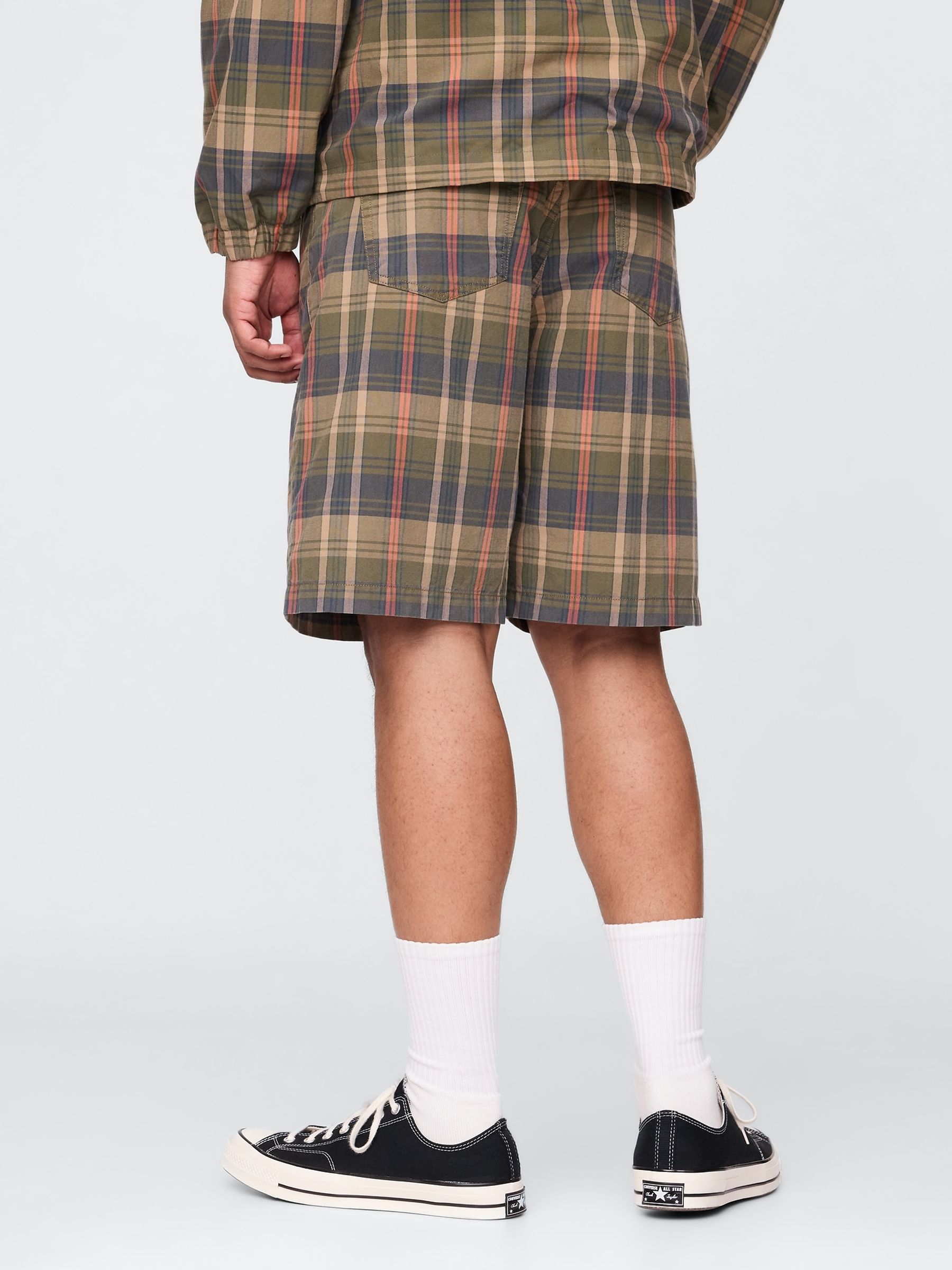 Green Relaxed Check Canvas Shorts - Image 2 of 5