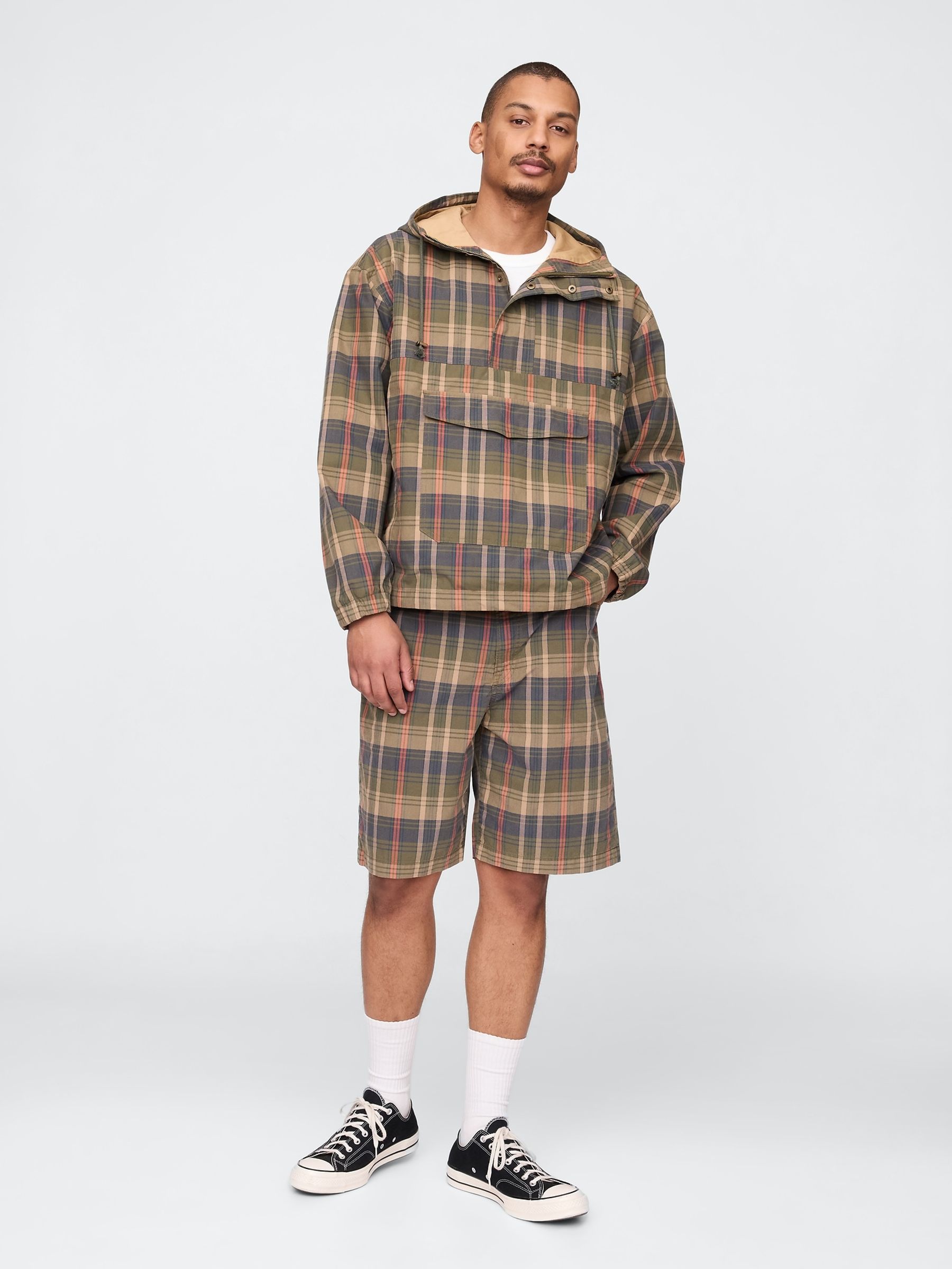 Green Relaxed Check Canvas Shorts - Image 3 of 5