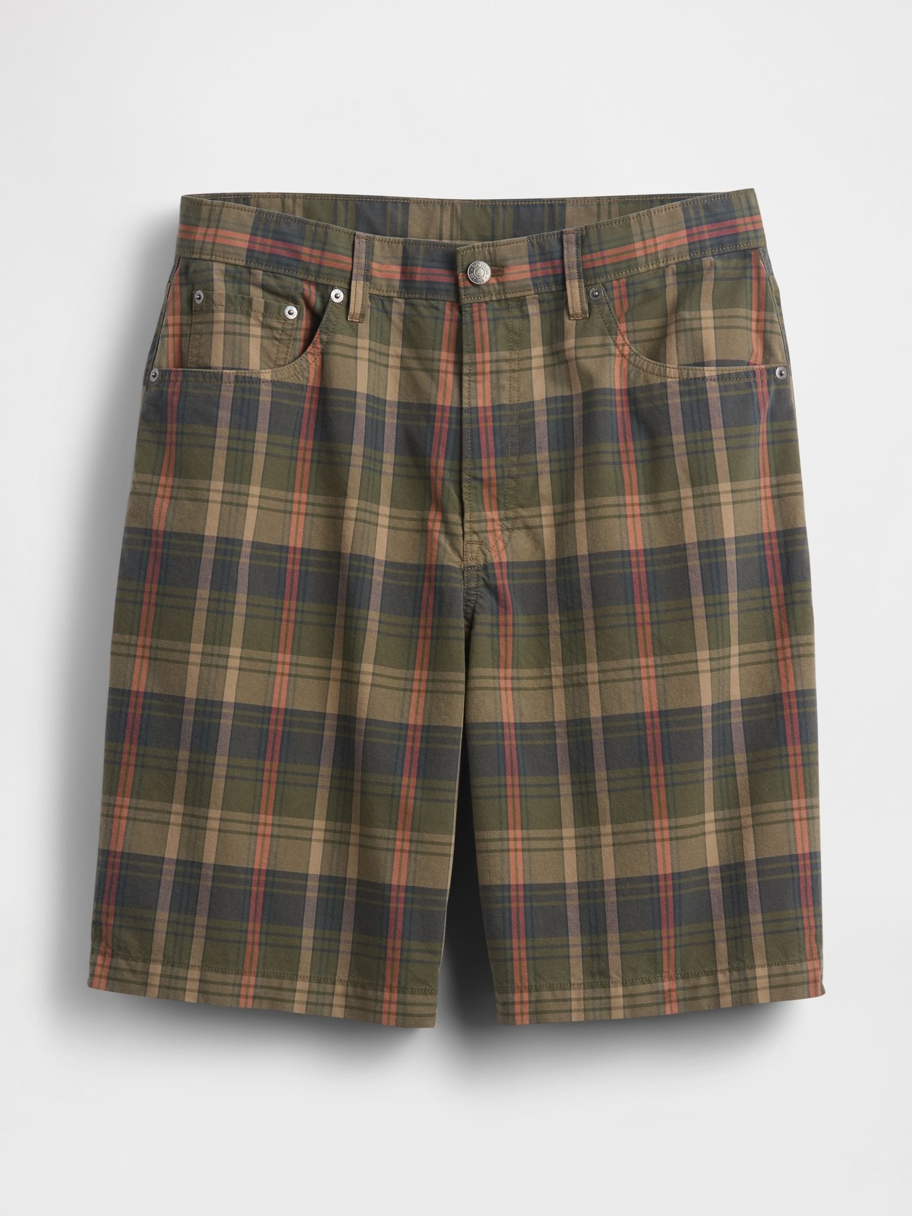 Green Relaxed Check Canvas Shorts - Image 4 of 5