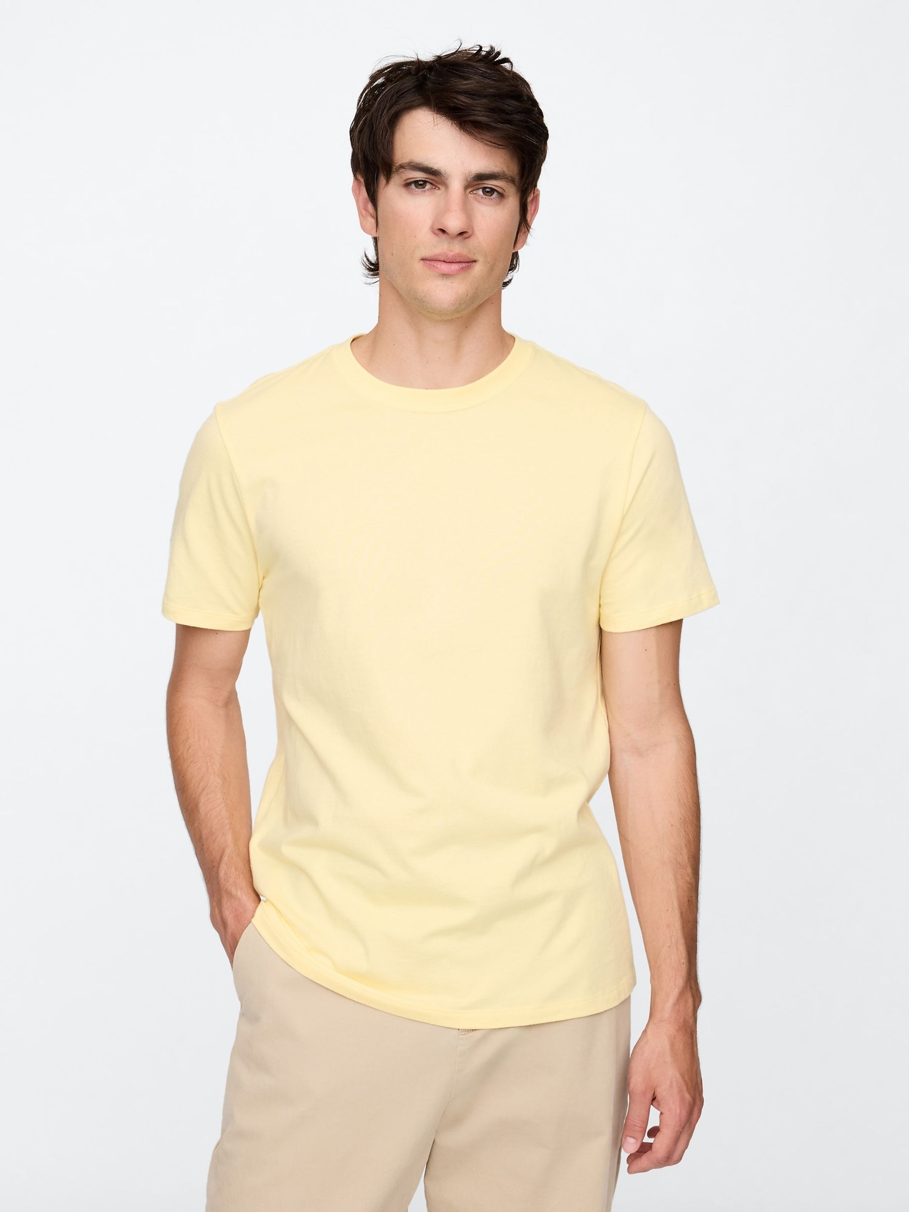 Yellow Everyday 100% Cotton Crew Neck T-Shirt - Image 1 of 5