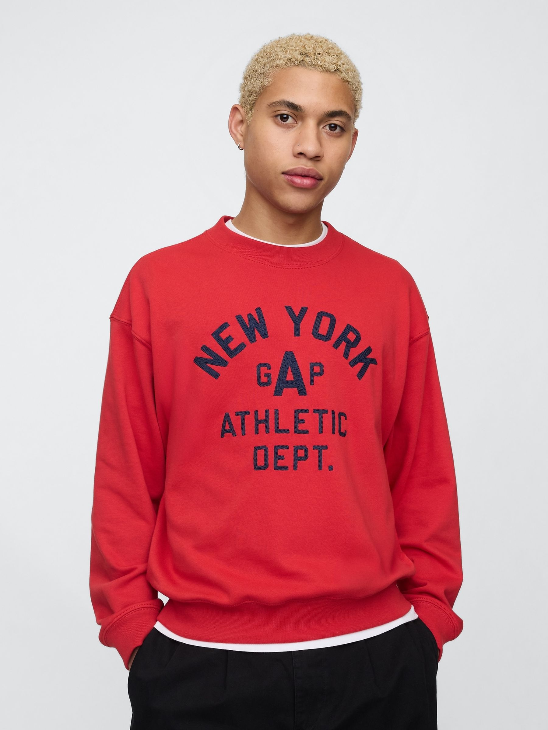 Red Vintage Soft New York Athletic Logo Sweatshirt - Image 1 of 5