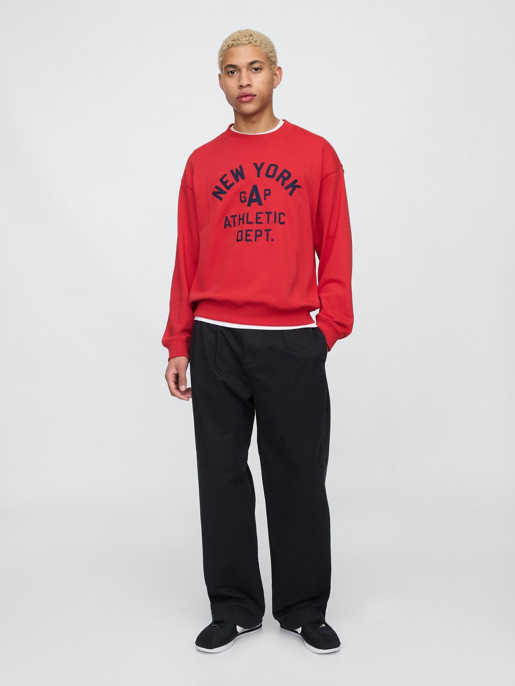 Red Vintage Soft New York Athletic Logo Sweatshirt - Image 3 of 5