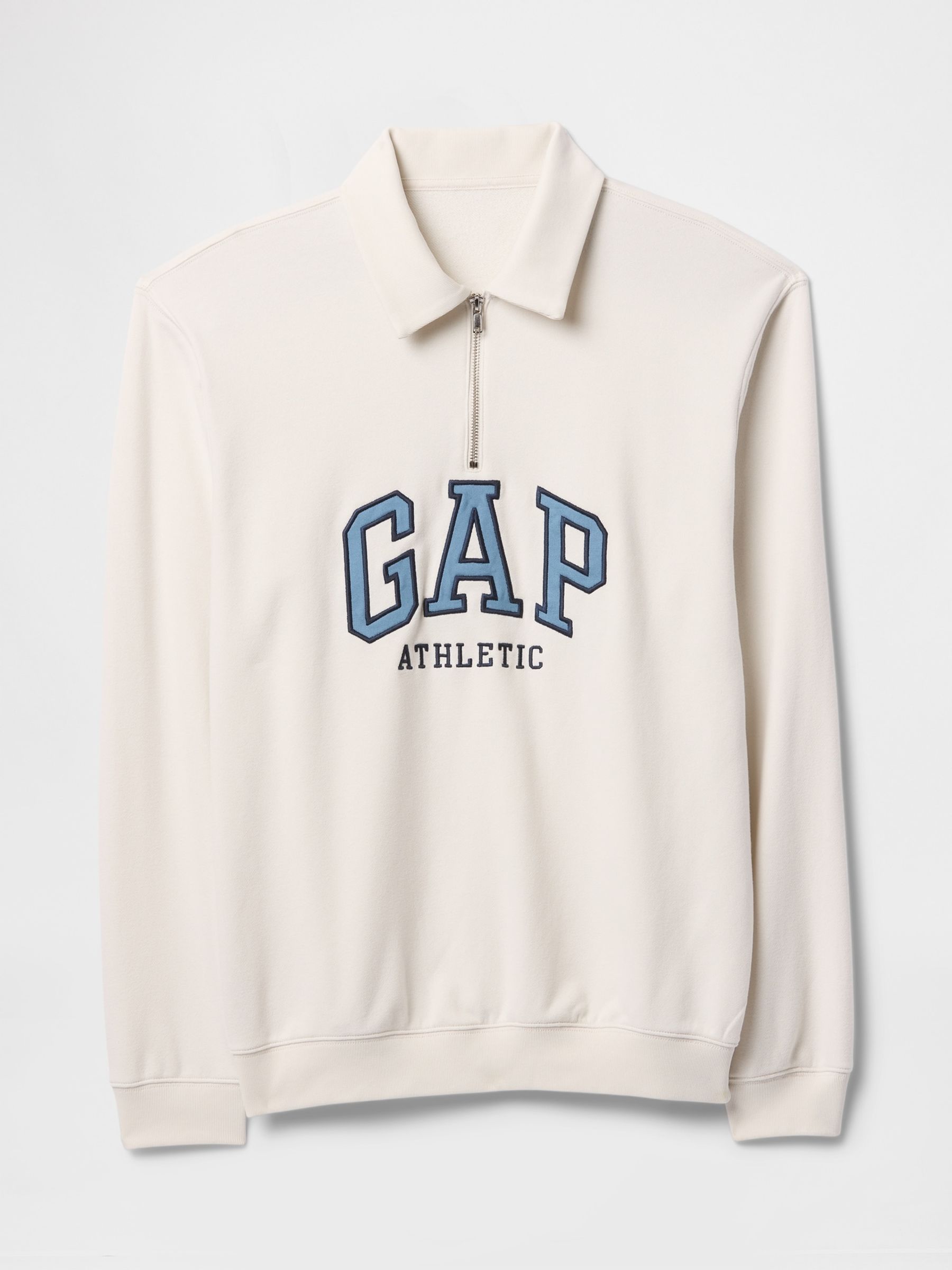 White Vintage Soft Athletic Logo Quarter Zip Polo Sweatshirt - Image 1 of 2