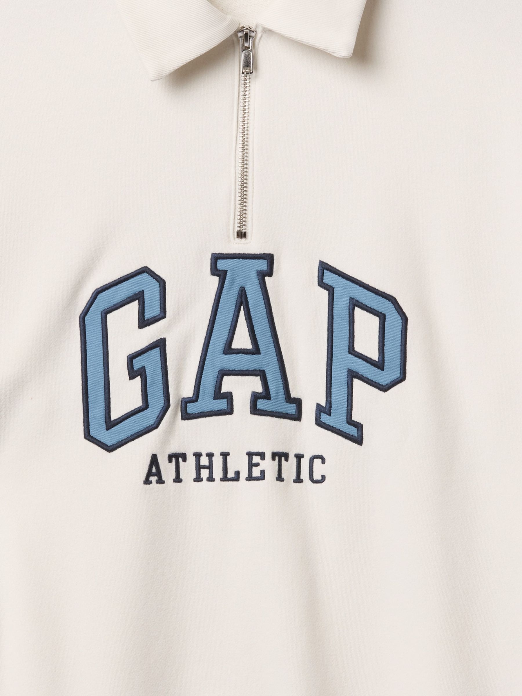 White Vintage Soft Athletic Logo Quarter Zip Polo Sweatshirt - Image 2 of 2