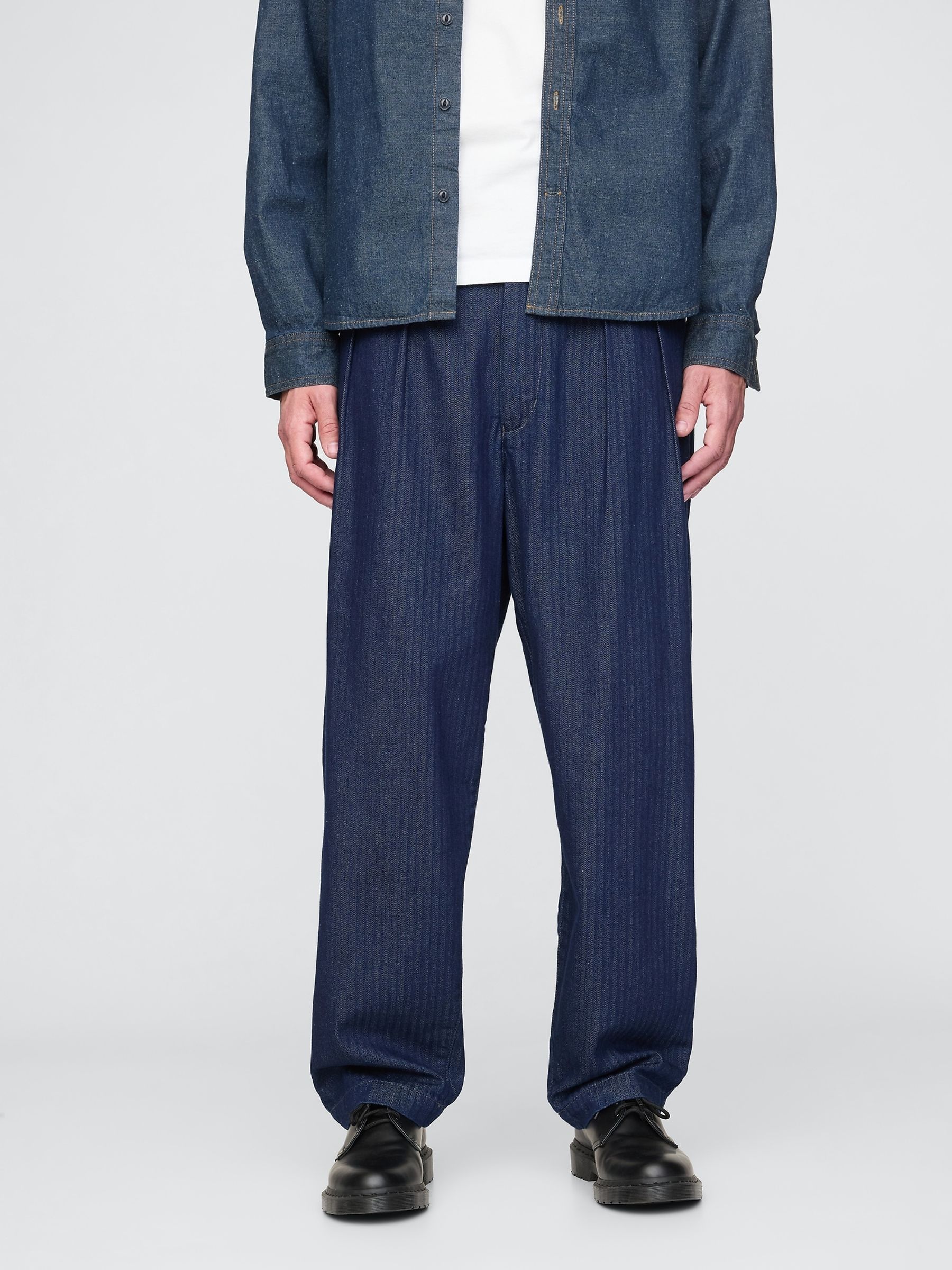 Grey UltraSoft Denim Herringbone Trousers - Image 1 of 5