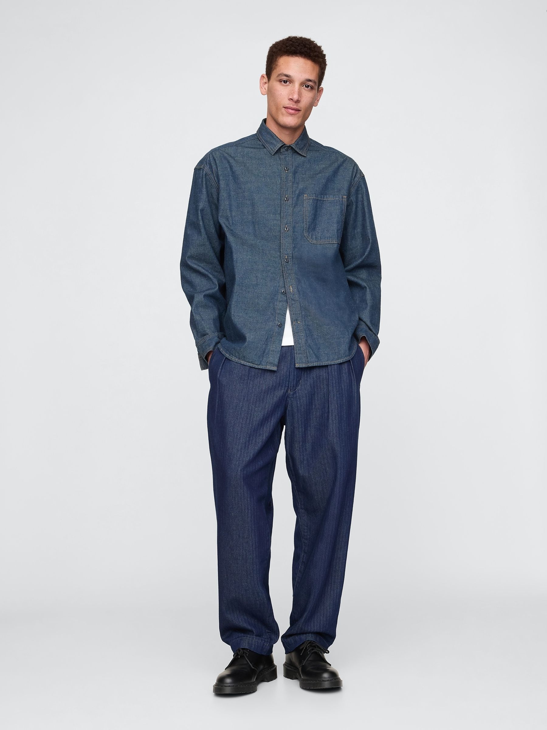 Grey UltraSoft Denim Herringbone Trousers - Image 3 of 5