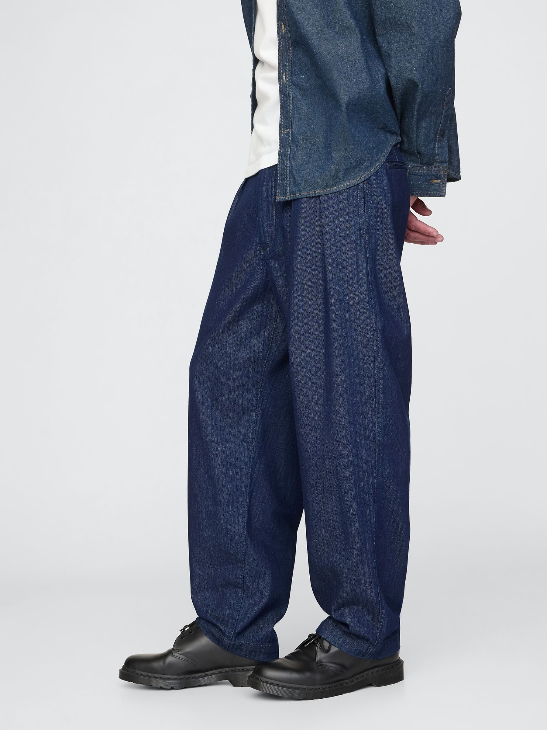 Grey UltraSoft Denim Herringbone Trousers - Image 4 of 5