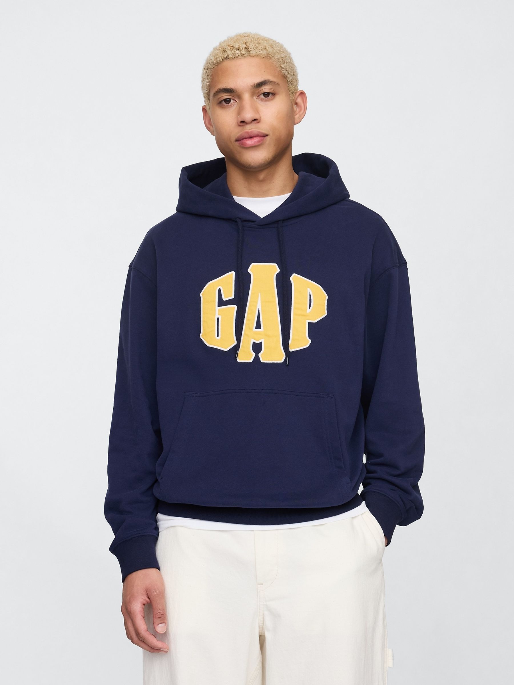 Navy Blue Vintage Soft Oversized Logo Hoodie - Image 1 of 5