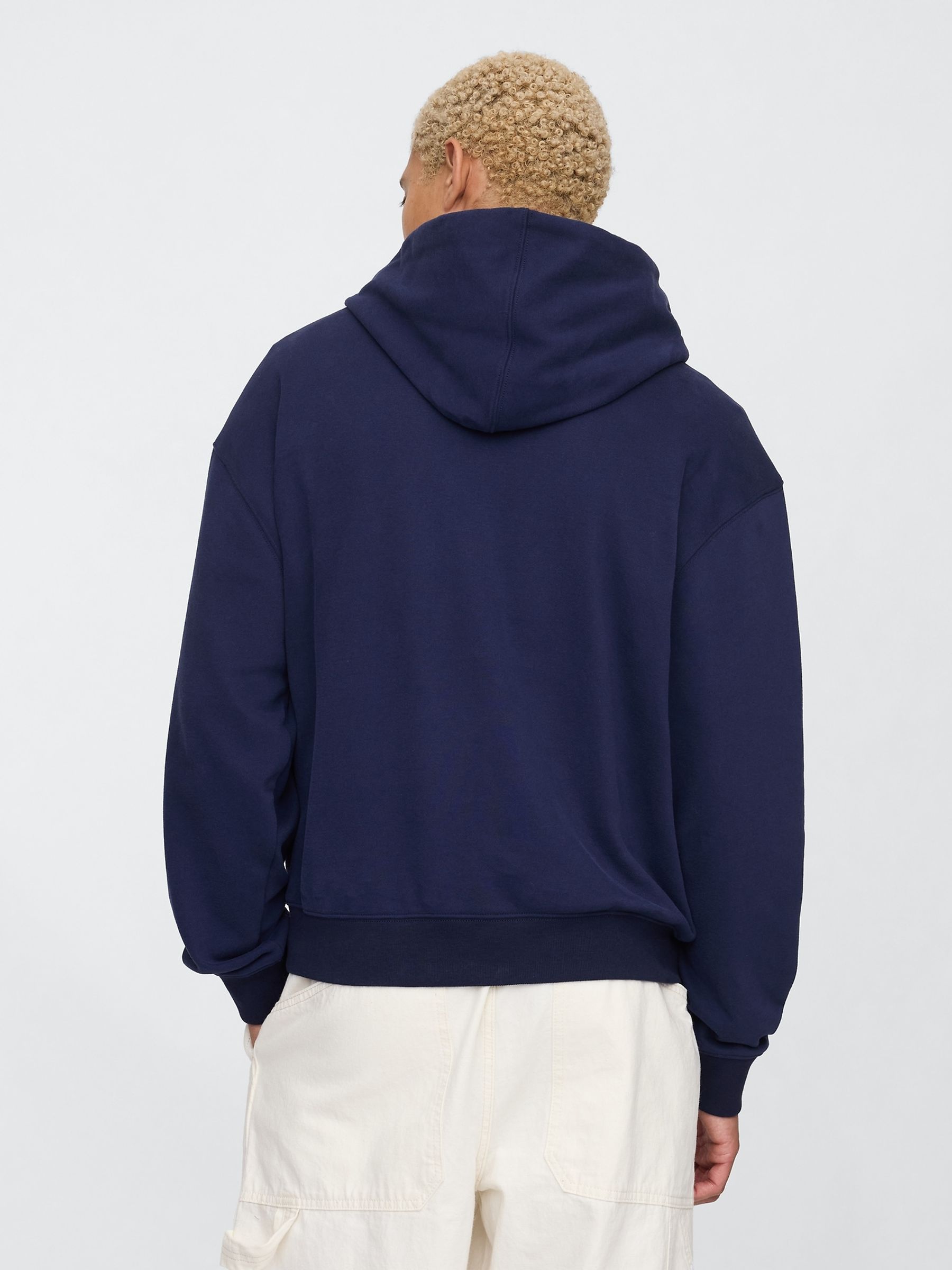 Navy Blue Vintage Soft Oversized Logo Hoodie - Image 2 of 5