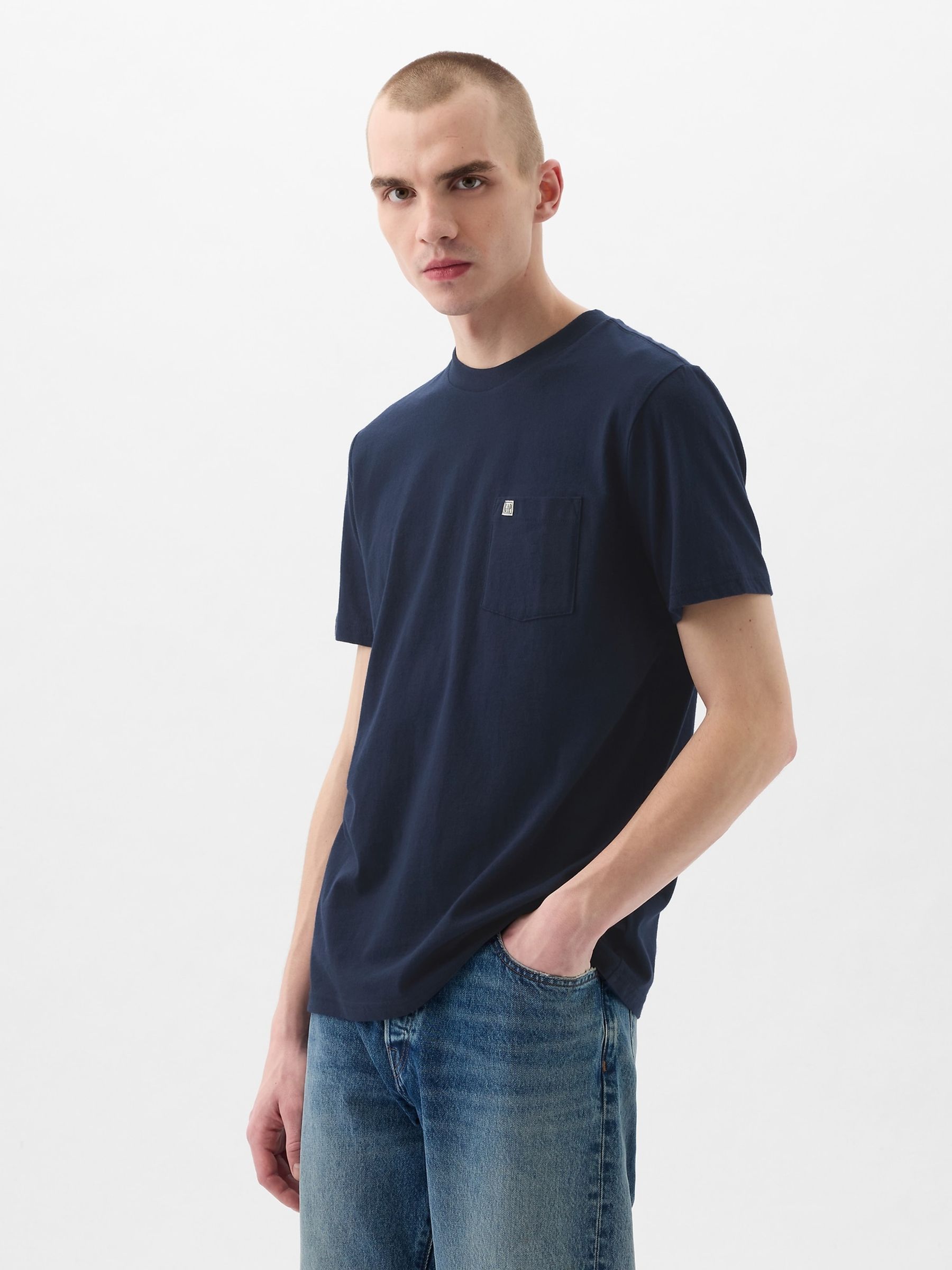 Navy Blue Pocket Short Sleeve T-Shirt - Image 1 of 4