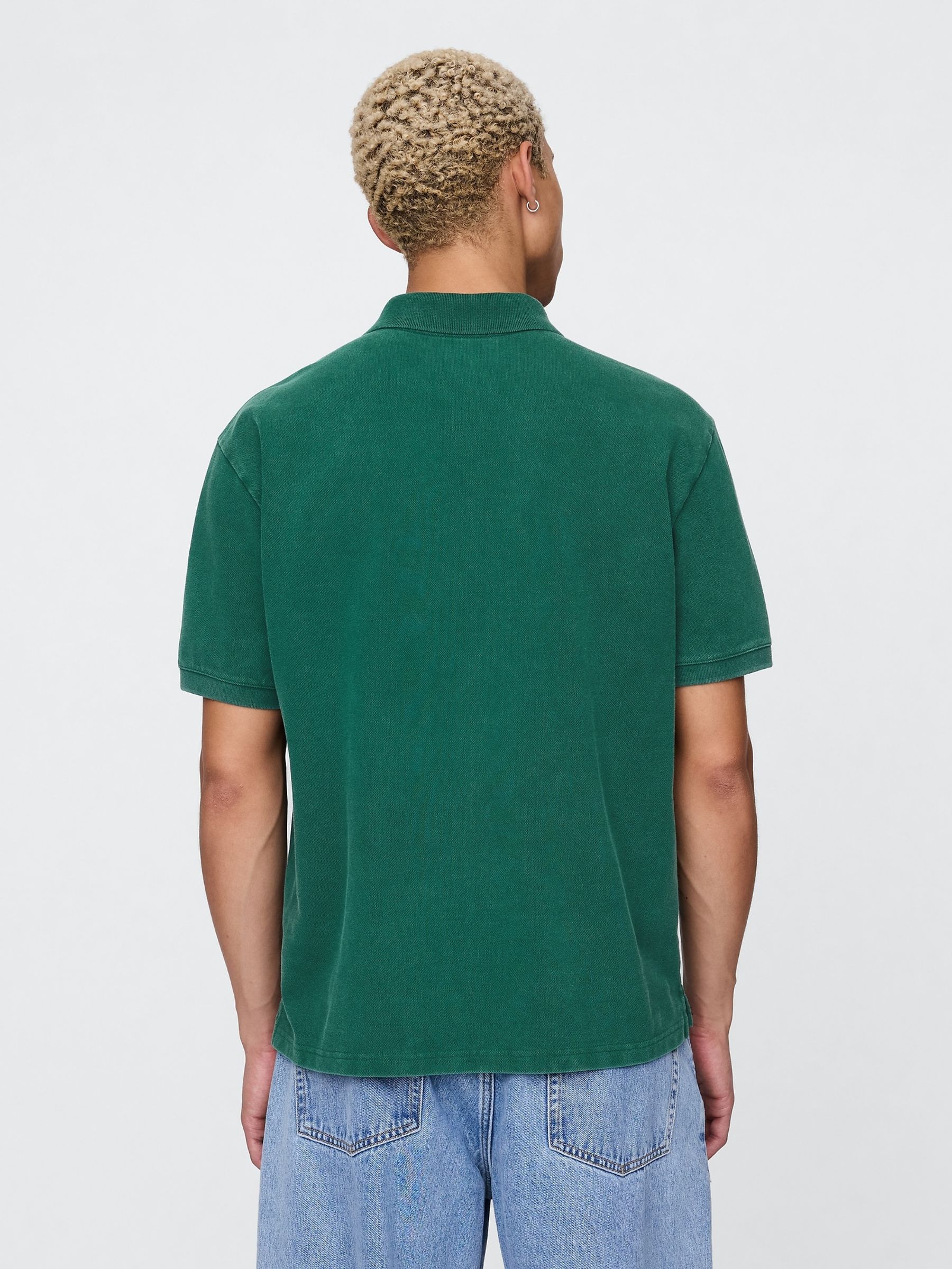 Green Cotton Pique Short Sleeve Polo Shirt - Image 2 of 5