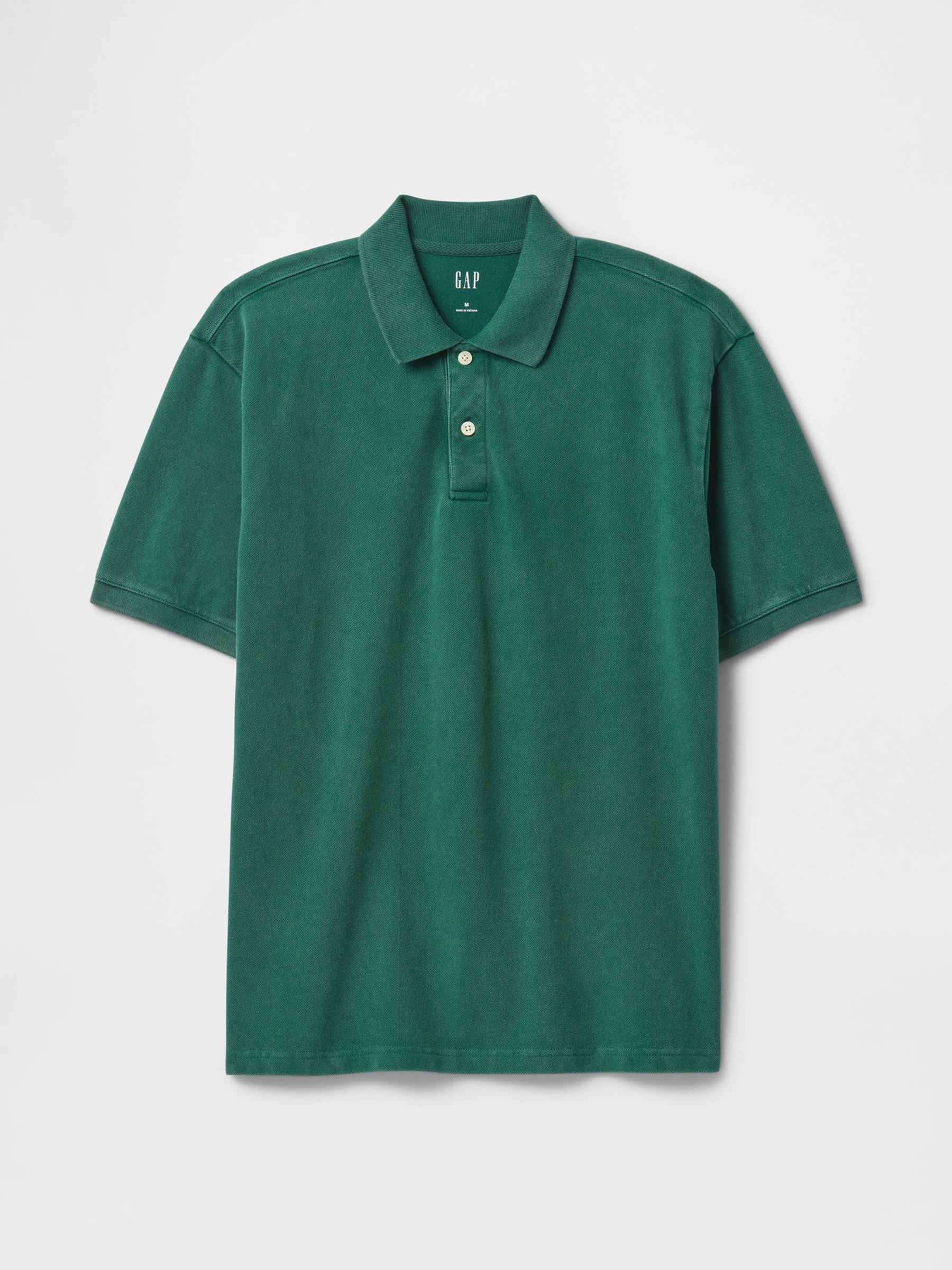 Green Cotton Pique Short Sleeve Polo Shirt - Image 5 of 5