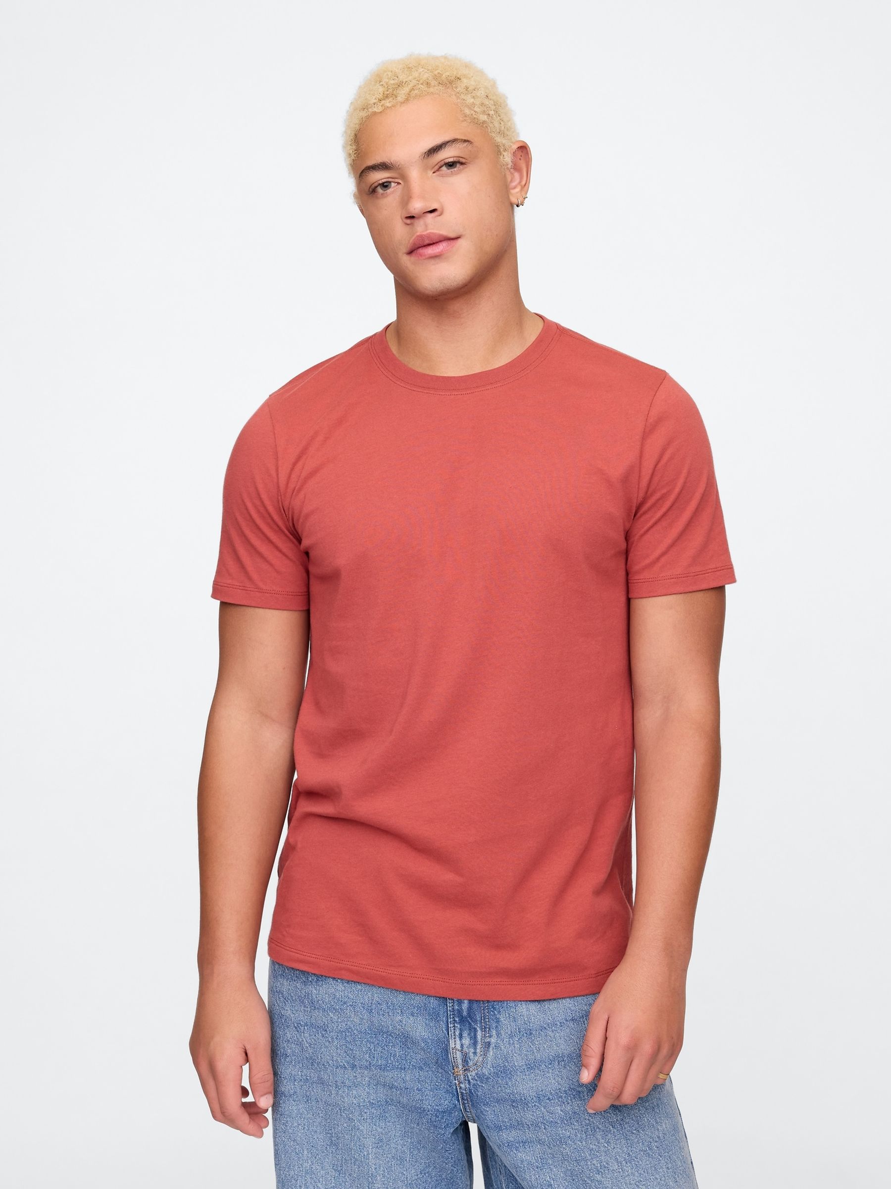 Orange Short Sleeve Everyday 100% Cotton Crew Neck T-Shirt - Image 1 of 5