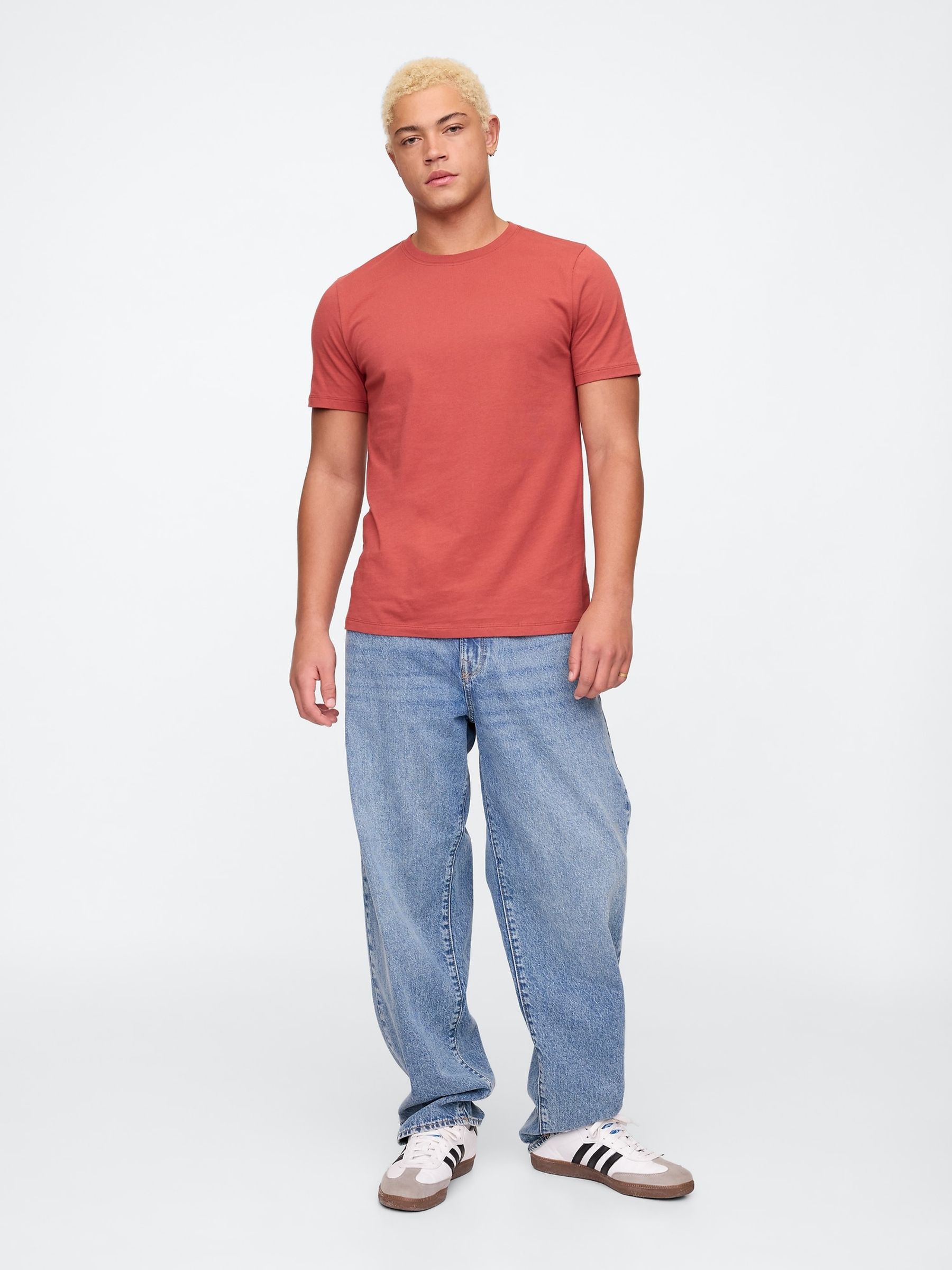 Orange Short Sleeve Everyday 100% Cotton Crew Neck T-Shirt - Image 3 of 5