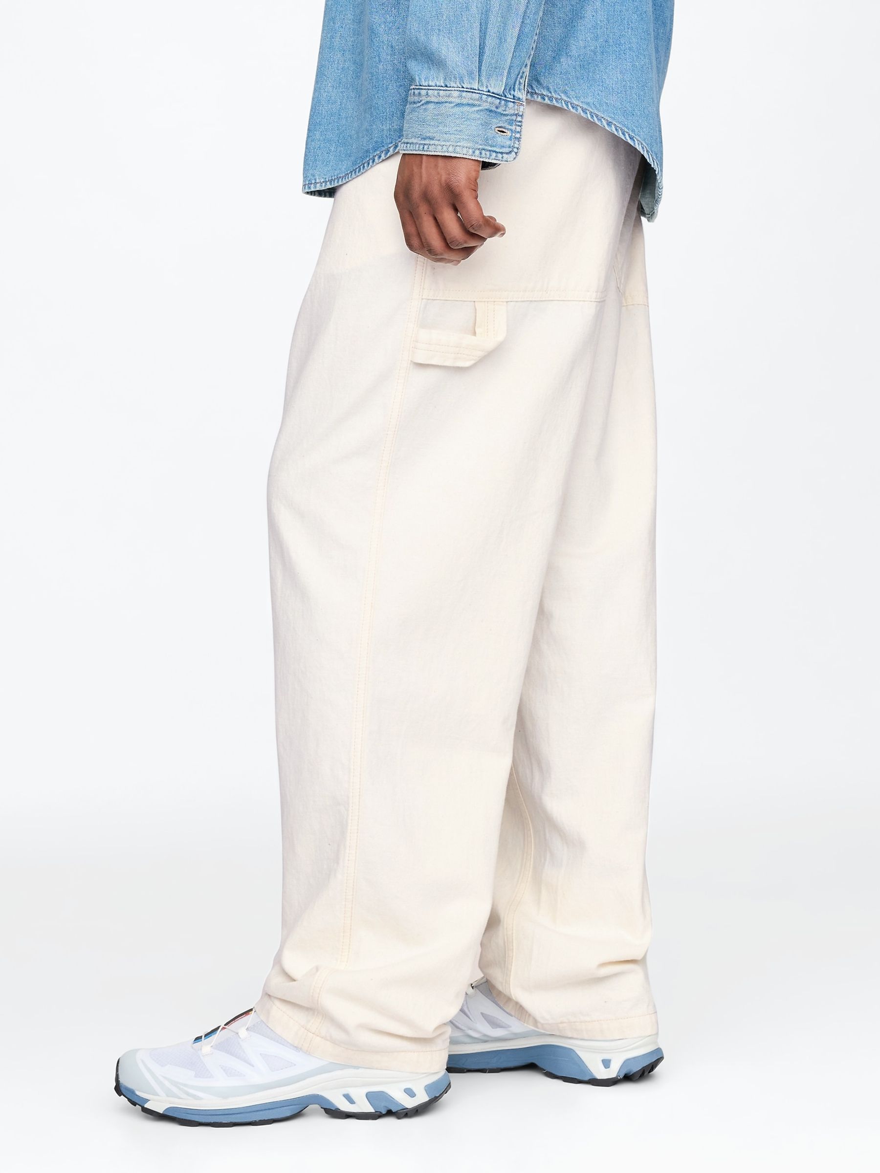 Cream Cotton Baggy Carpenter Jeans - Image 3 of 5