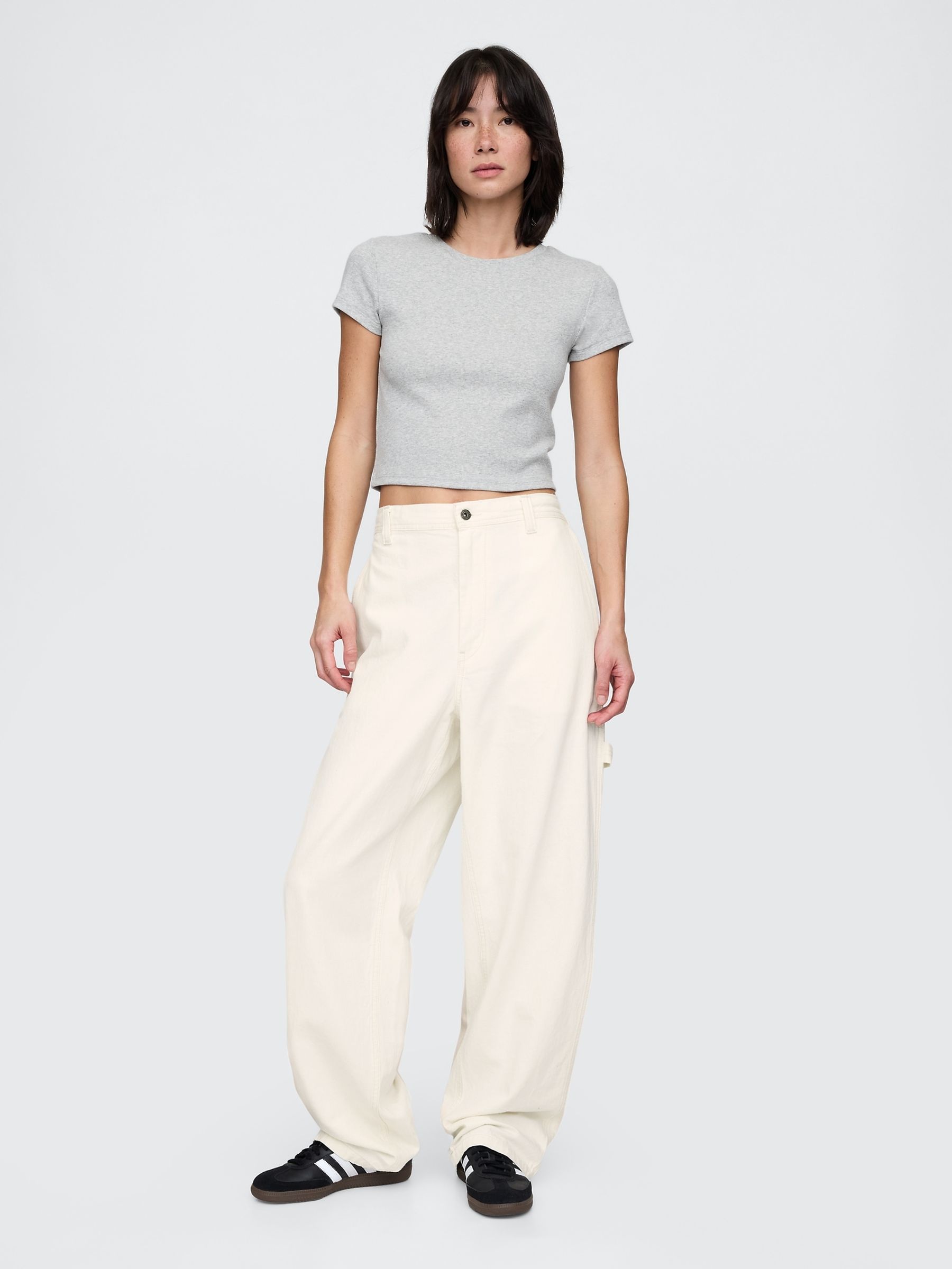 Cream Cotton Baggy Carpenter Jeans - Image 5 of 5