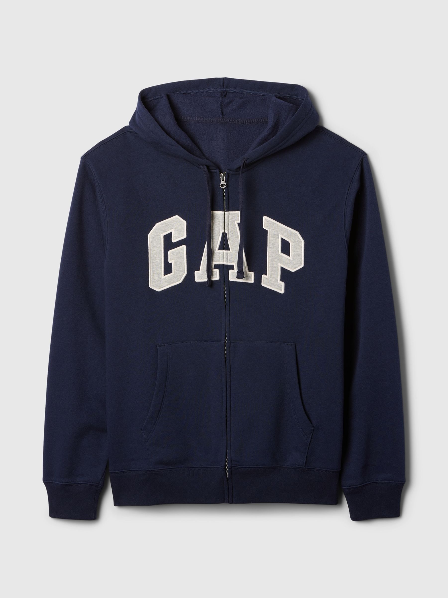 Navy Blue Zip Up Arch Logo Hoodie - Image 4 of 4