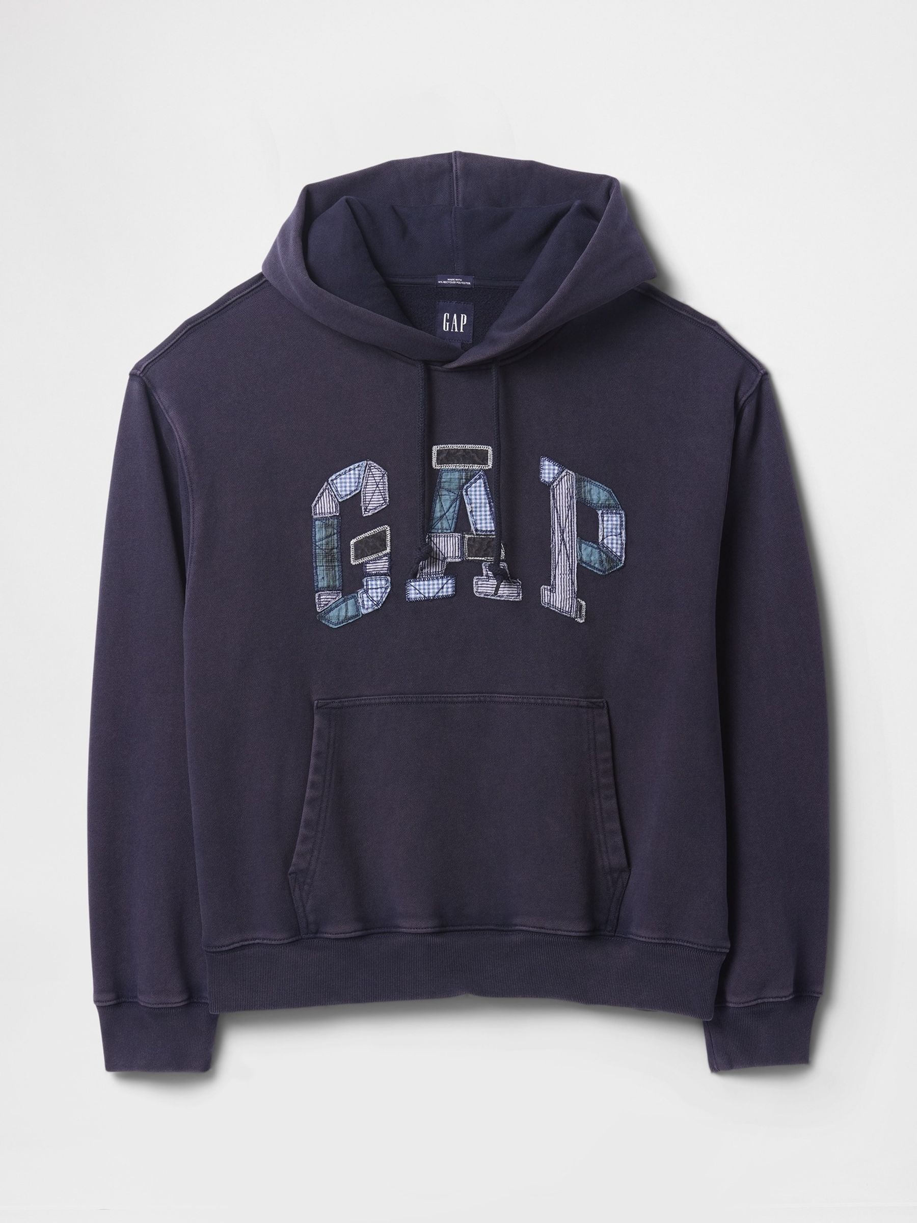 Navy Blue Patchwork Logo Hoodie - Image 4 of 5