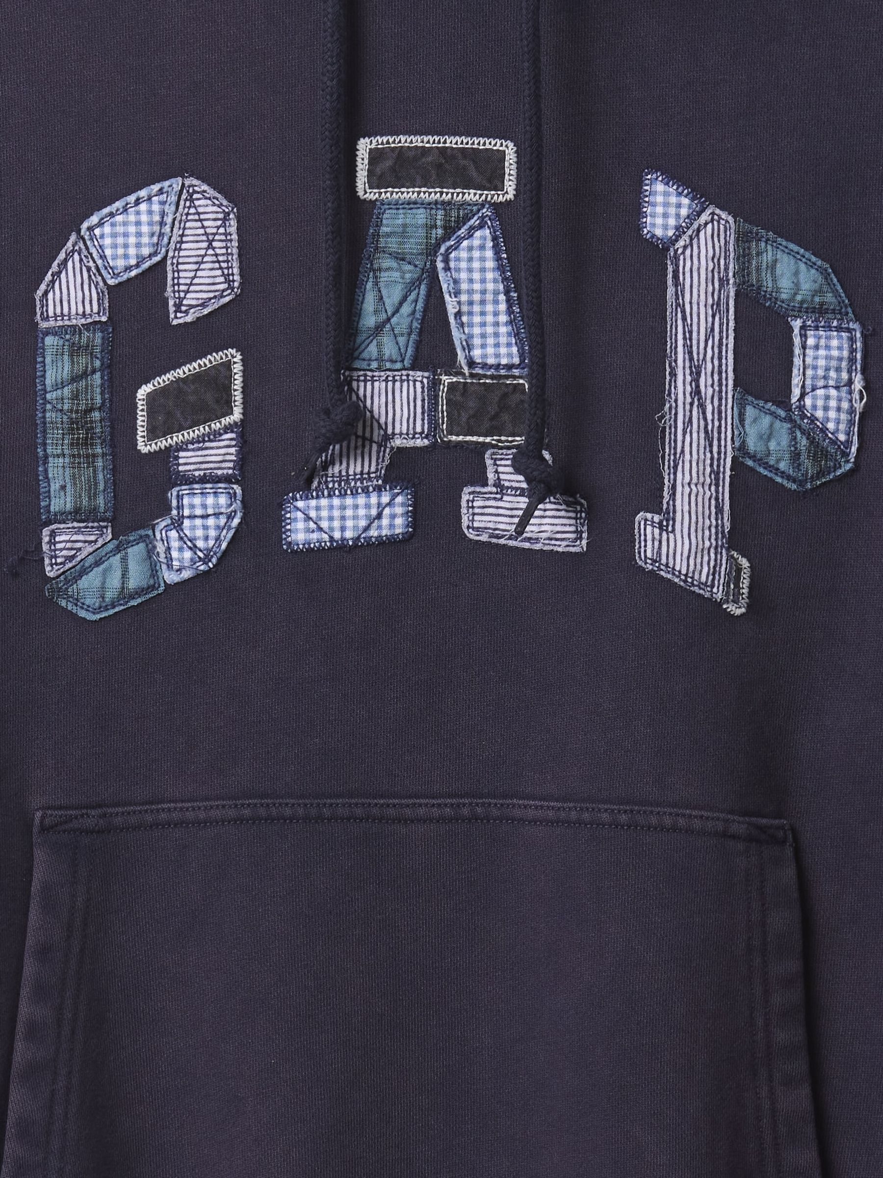 Navy Blue Patchwork Logo Hoodie - Image 5 of 5