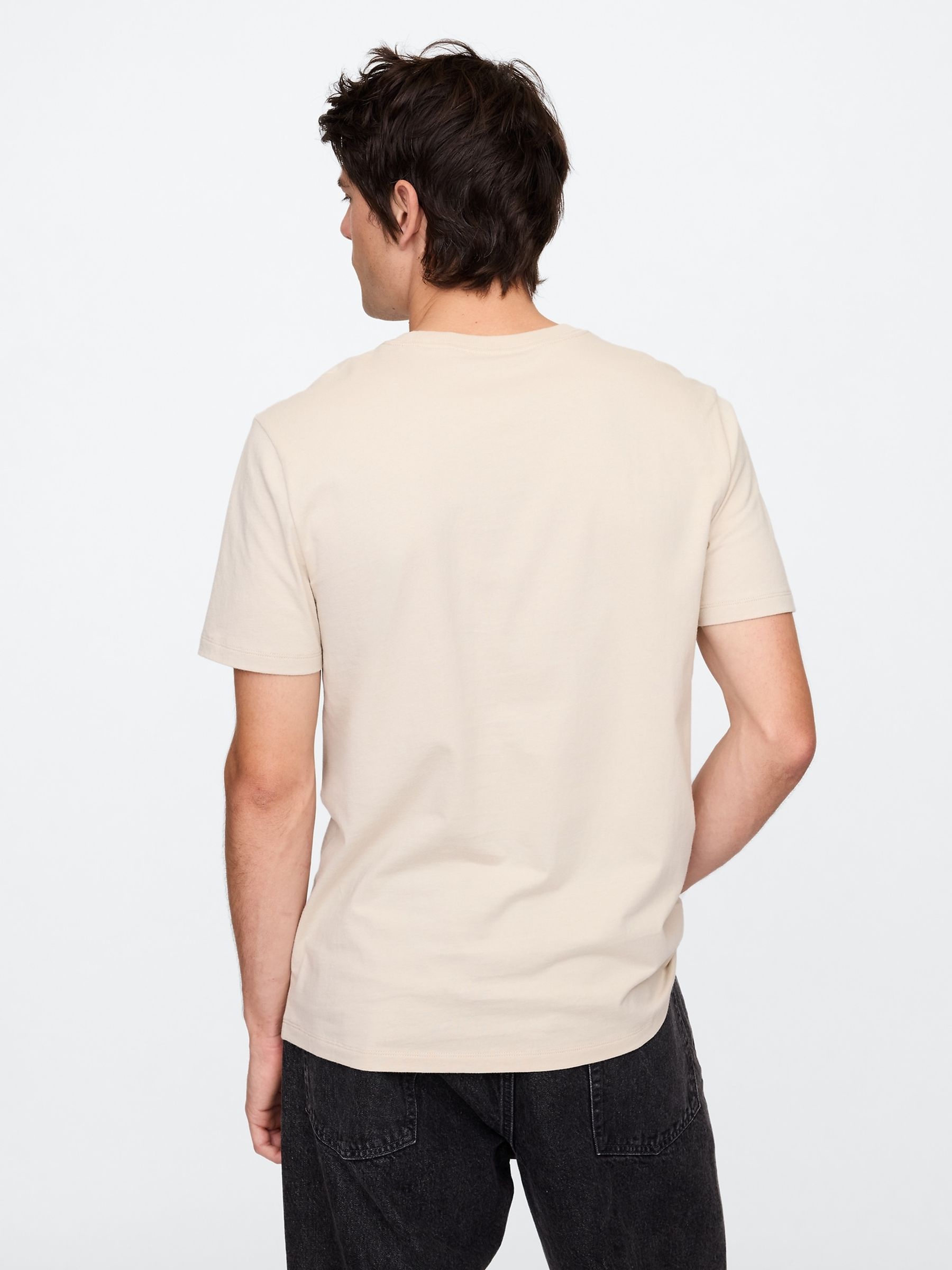 Beige Everyday Logo 100% Cotton Crew Neck Short Sleeve T-Shirt - Image 2 of 5