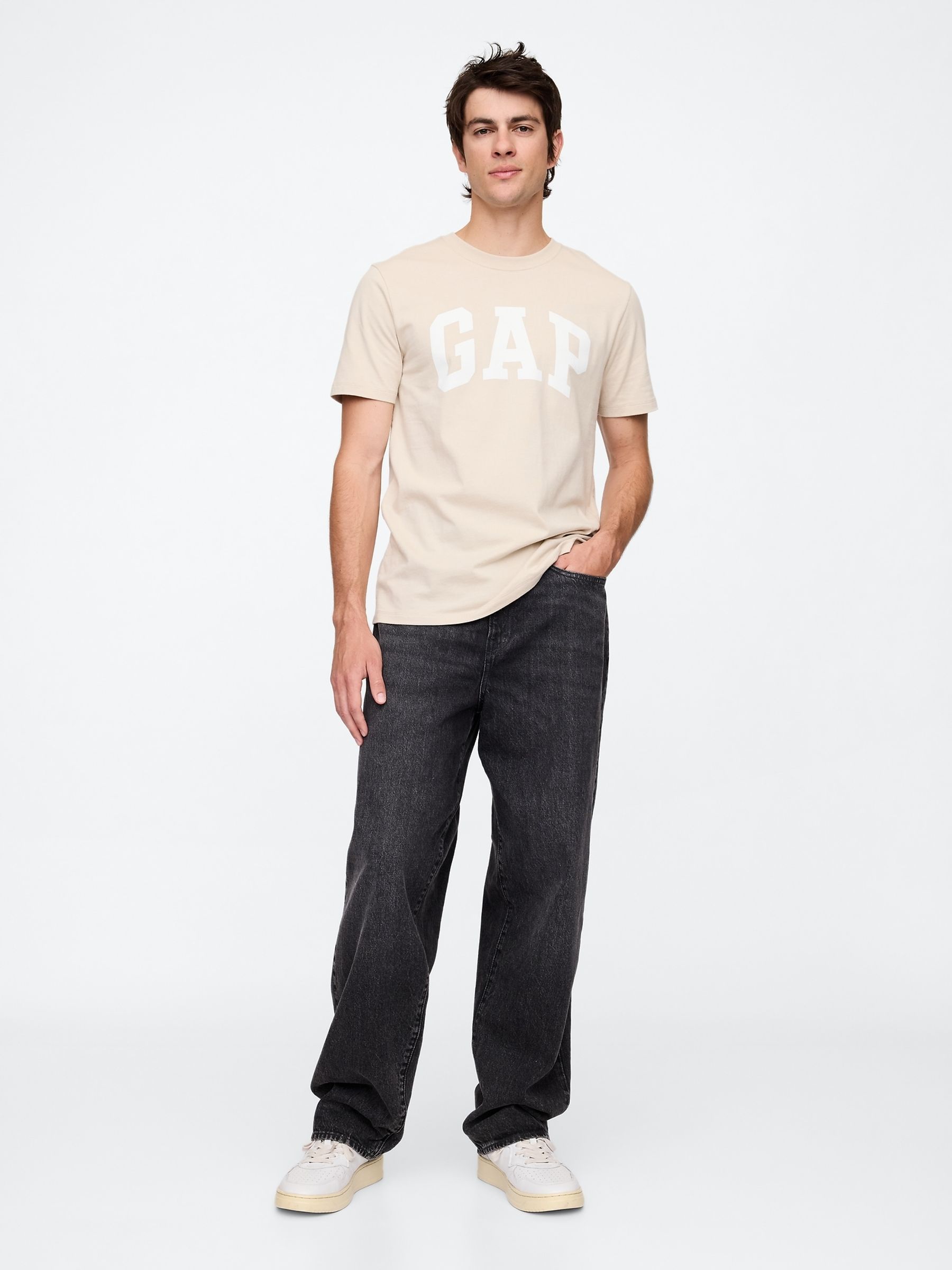 Beige Everyday Logo 100% Cotton Crew Neck Short Sleeve T-Shirt - Image 3 of 5