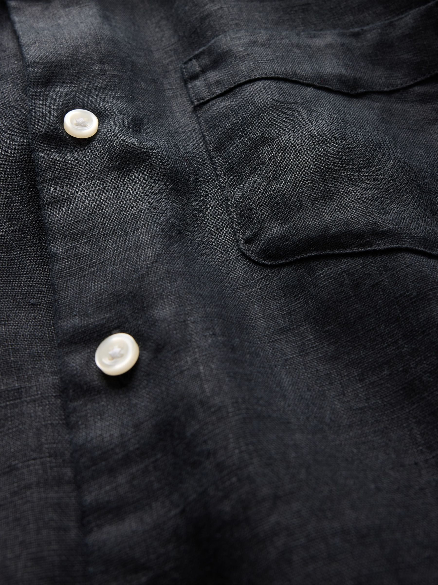 Black 100% Linen Long Sleeve Classic Shirt - Image 4 of 4