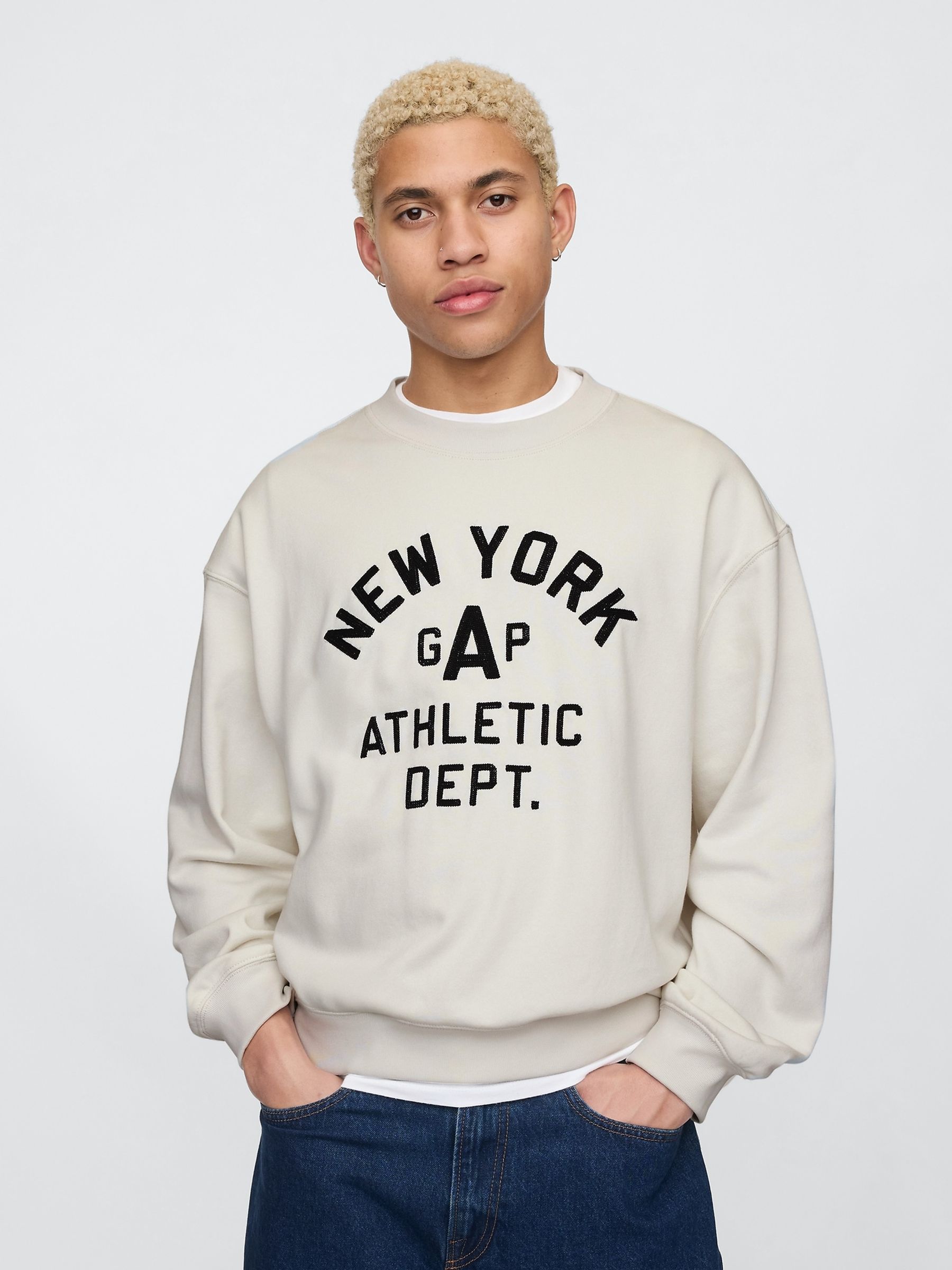Beige Vintage Soft New York Athletic Logo Sweatshirt - Image 1 of 4