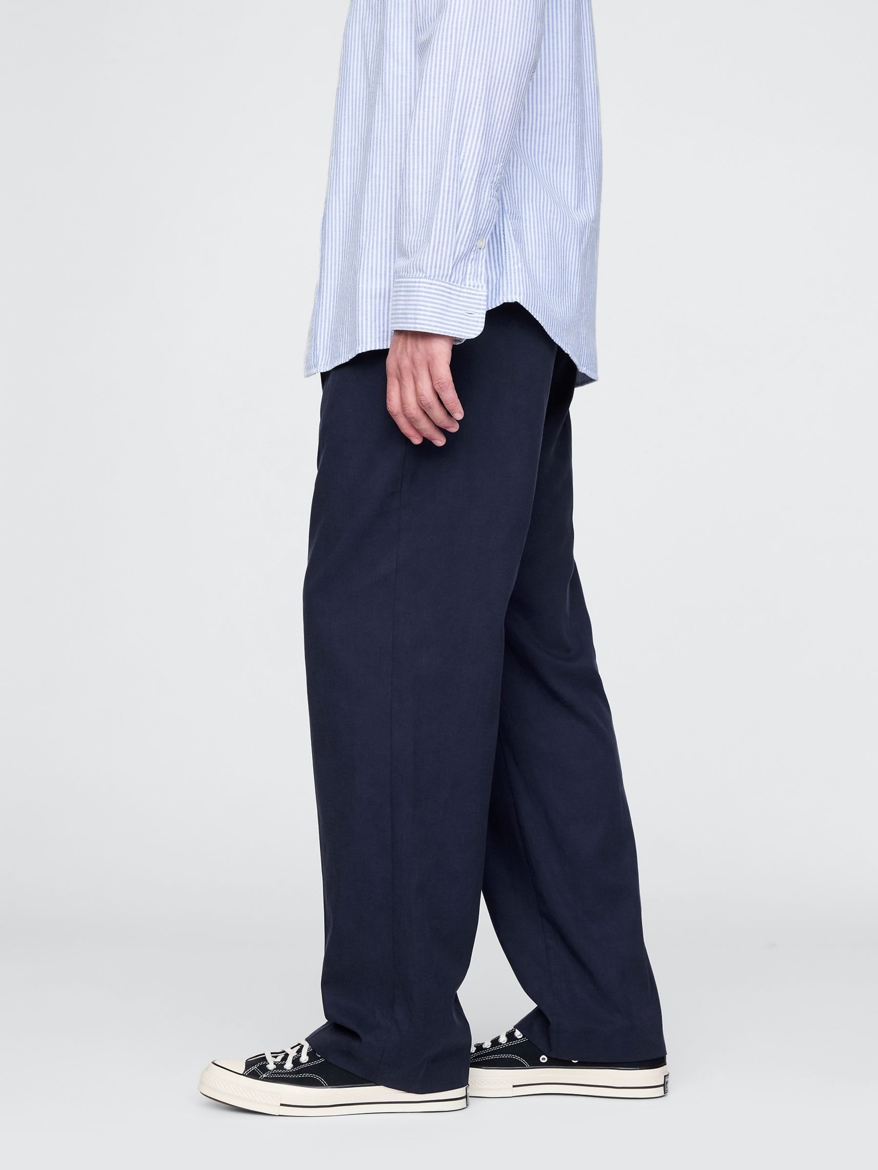 Navy Blue UltraSoft Pleated Trousers - Image 4 of 5