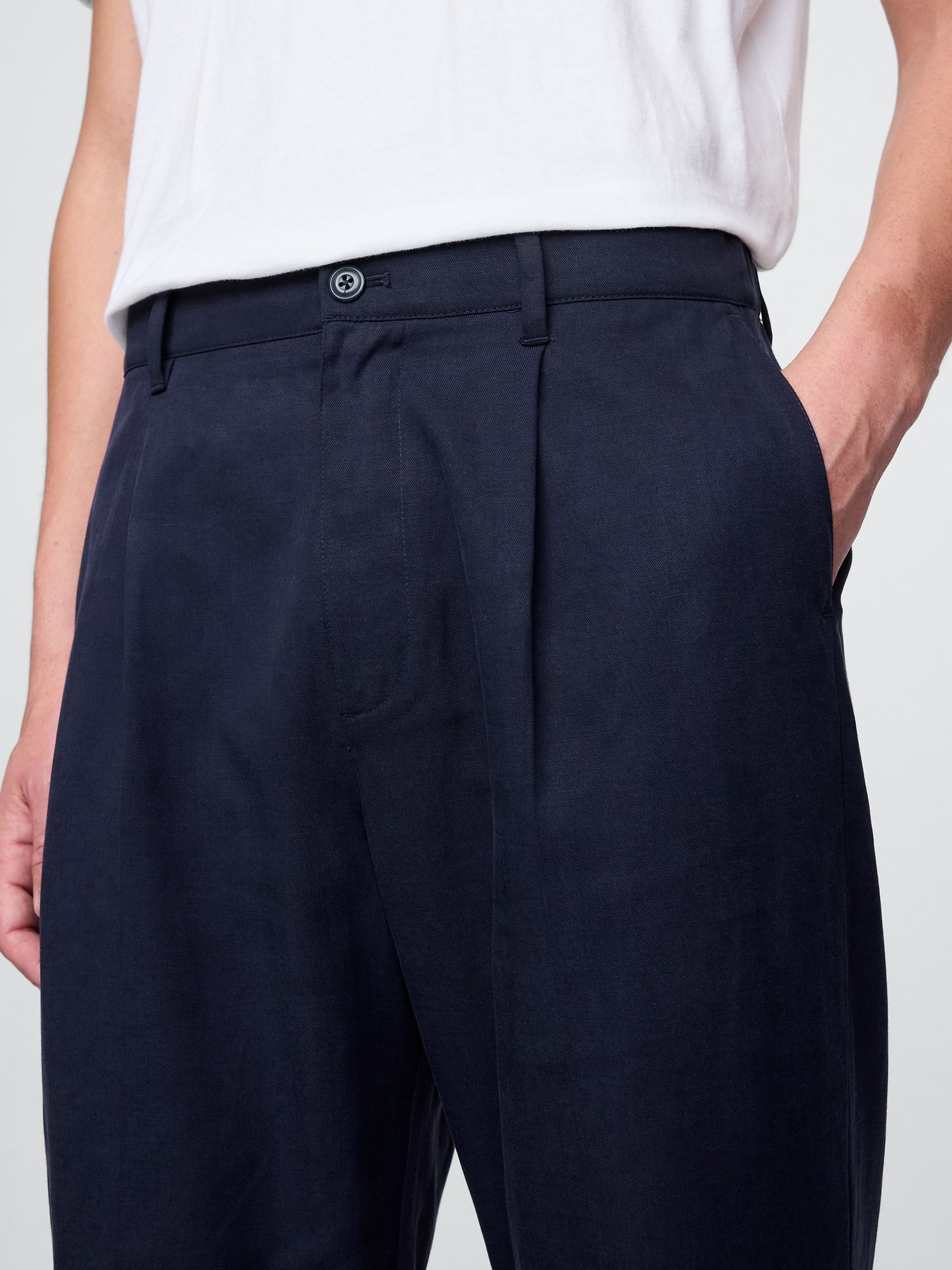 Navy Blue UltraSoft Pleated Trousers - Image 5 of 5
