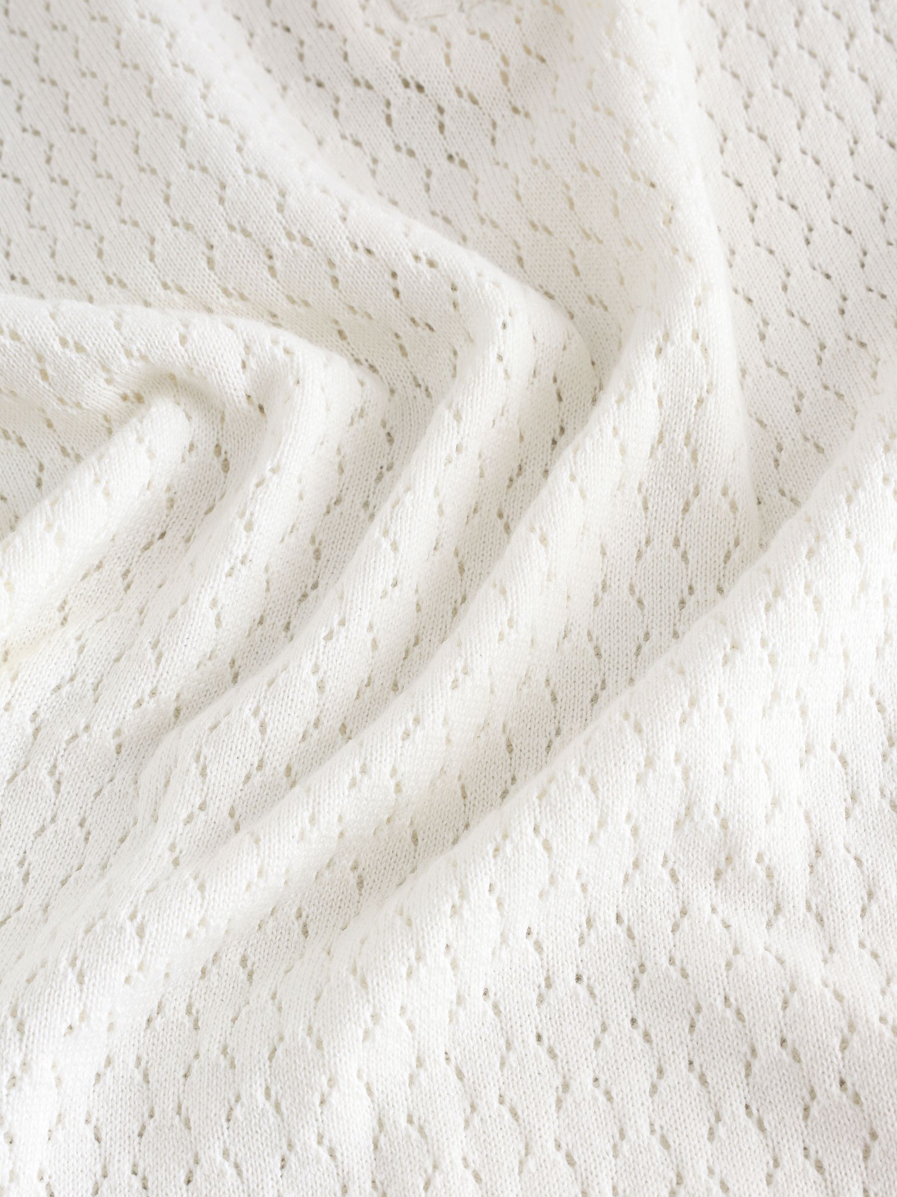 White Crochet Quarter Zip Polo Shirt - Image 7 of 7