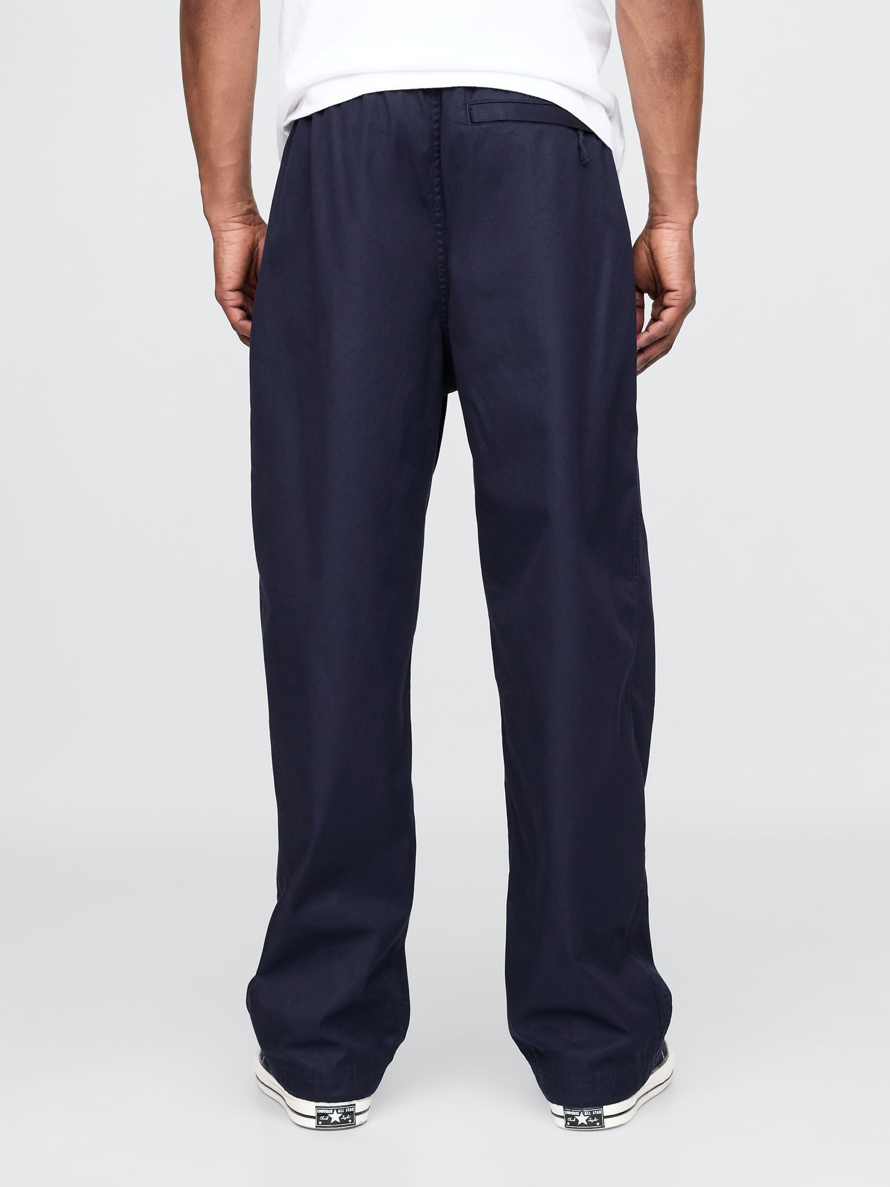Navy Blue Soft Cotton Parachute Baggy Trousers - Image 2 of 5