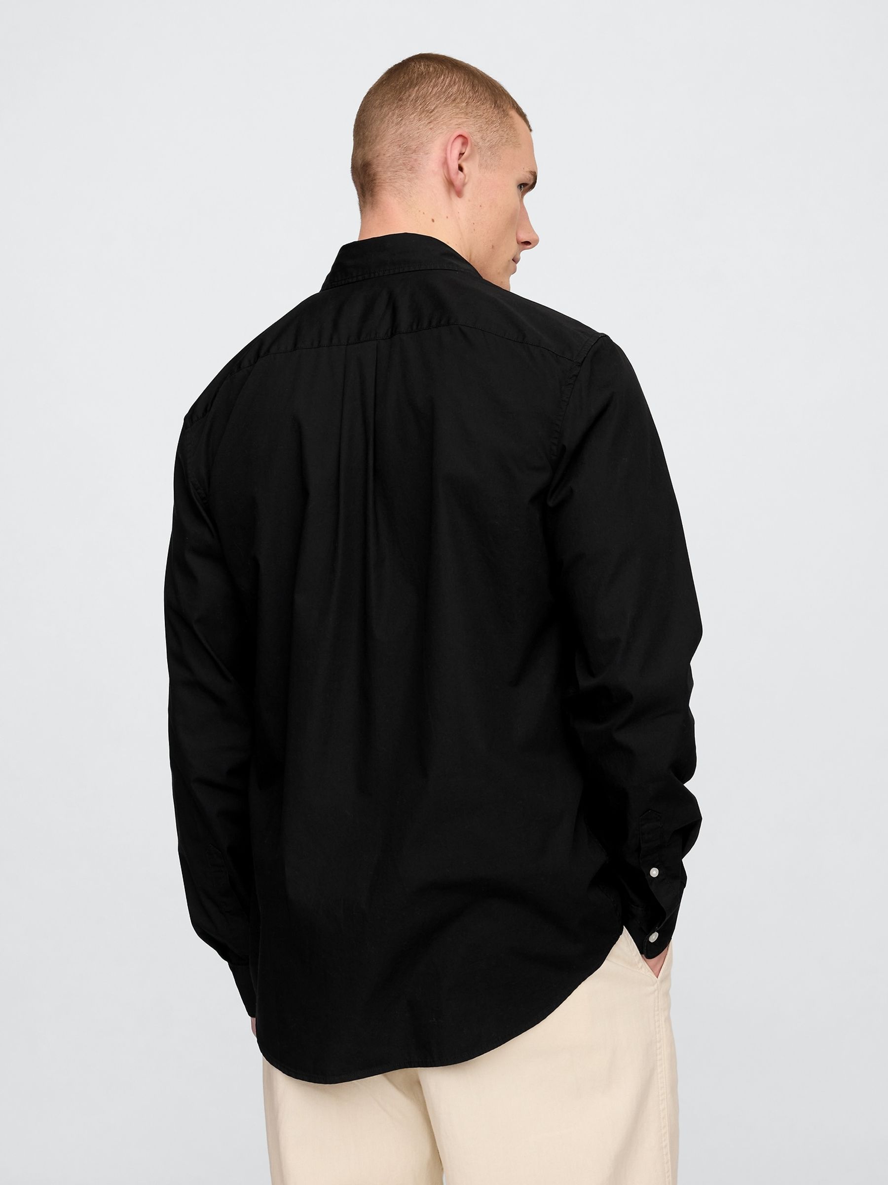 Black Long Sleeve Poplin Classic Shirt - Image 2 of 5