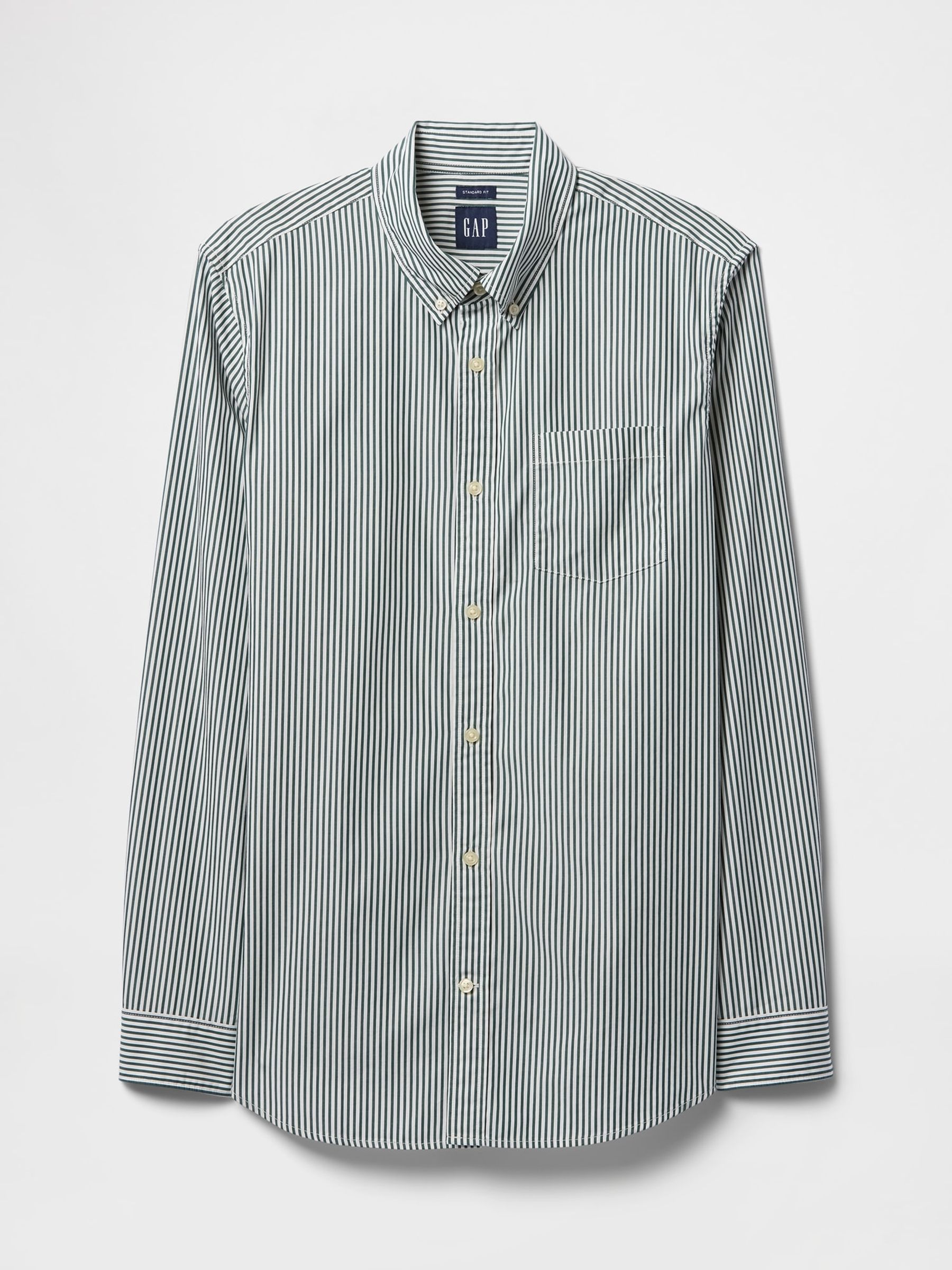 Green Stripe Long Sleeve Poplin Classic Shirt - Image 4 of 5