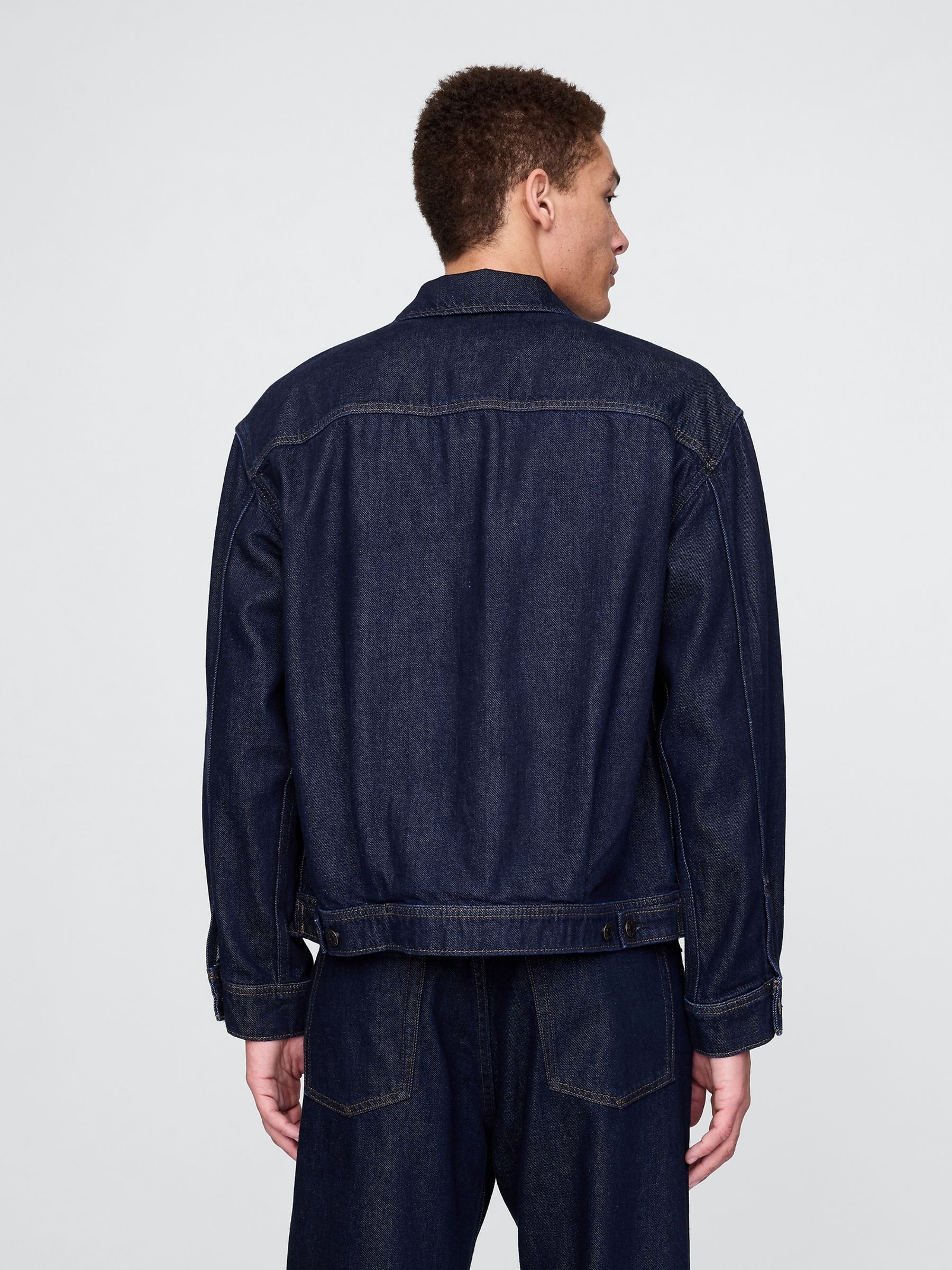 Dark Indigo Blue UltraSoft Boxy Icon Denim Jacket - Image 2 of 5