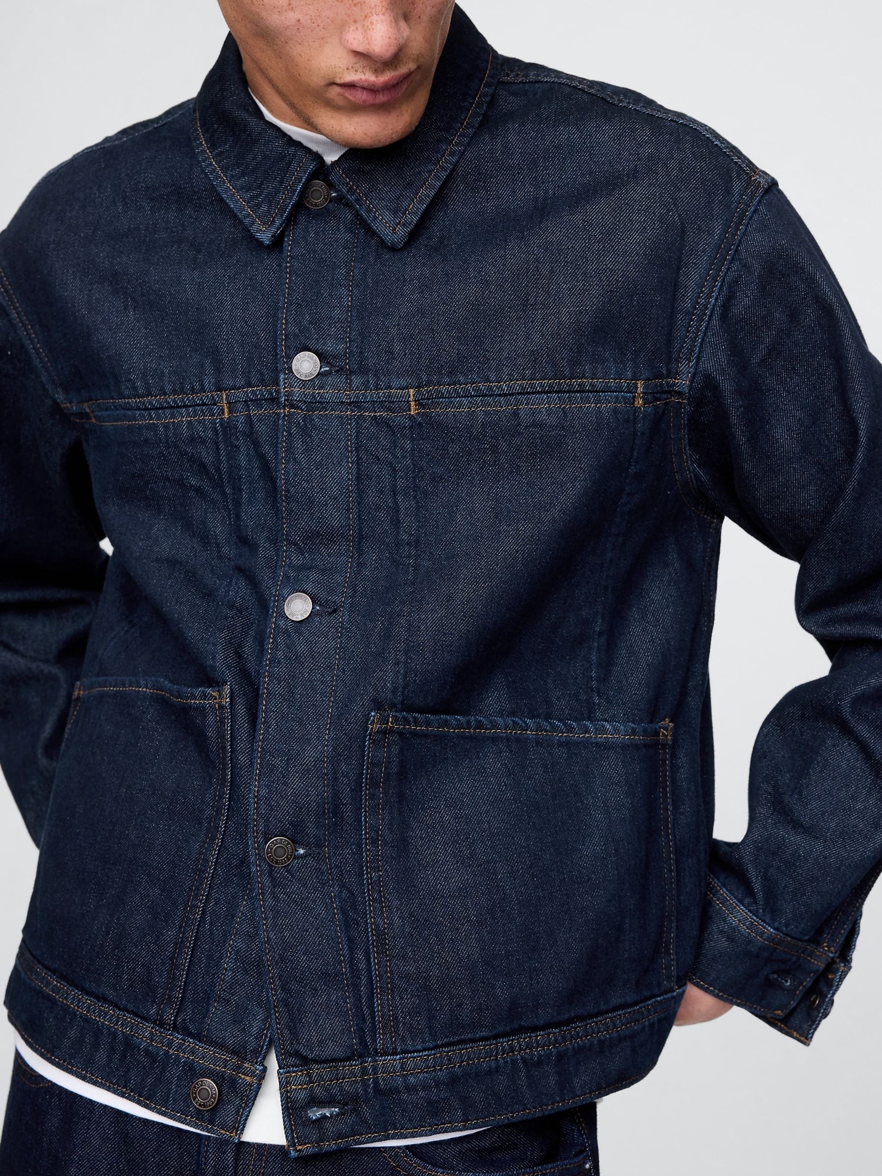 Dark Indigo Blue UltraSoft Boxy Icon Denim Jacket | Gap