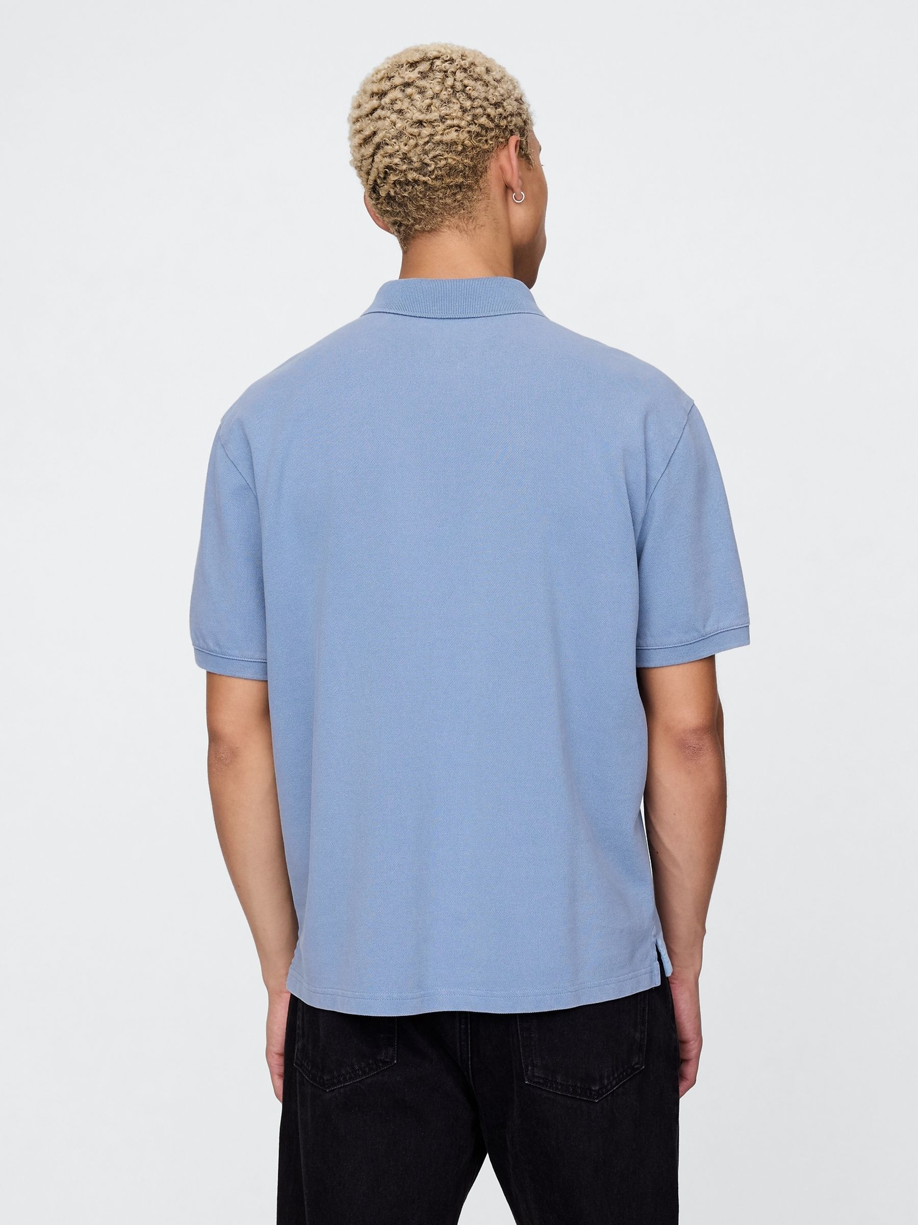 Blue Cotton Pique Short Sleeve Polo Shirt - Image 2 of 5