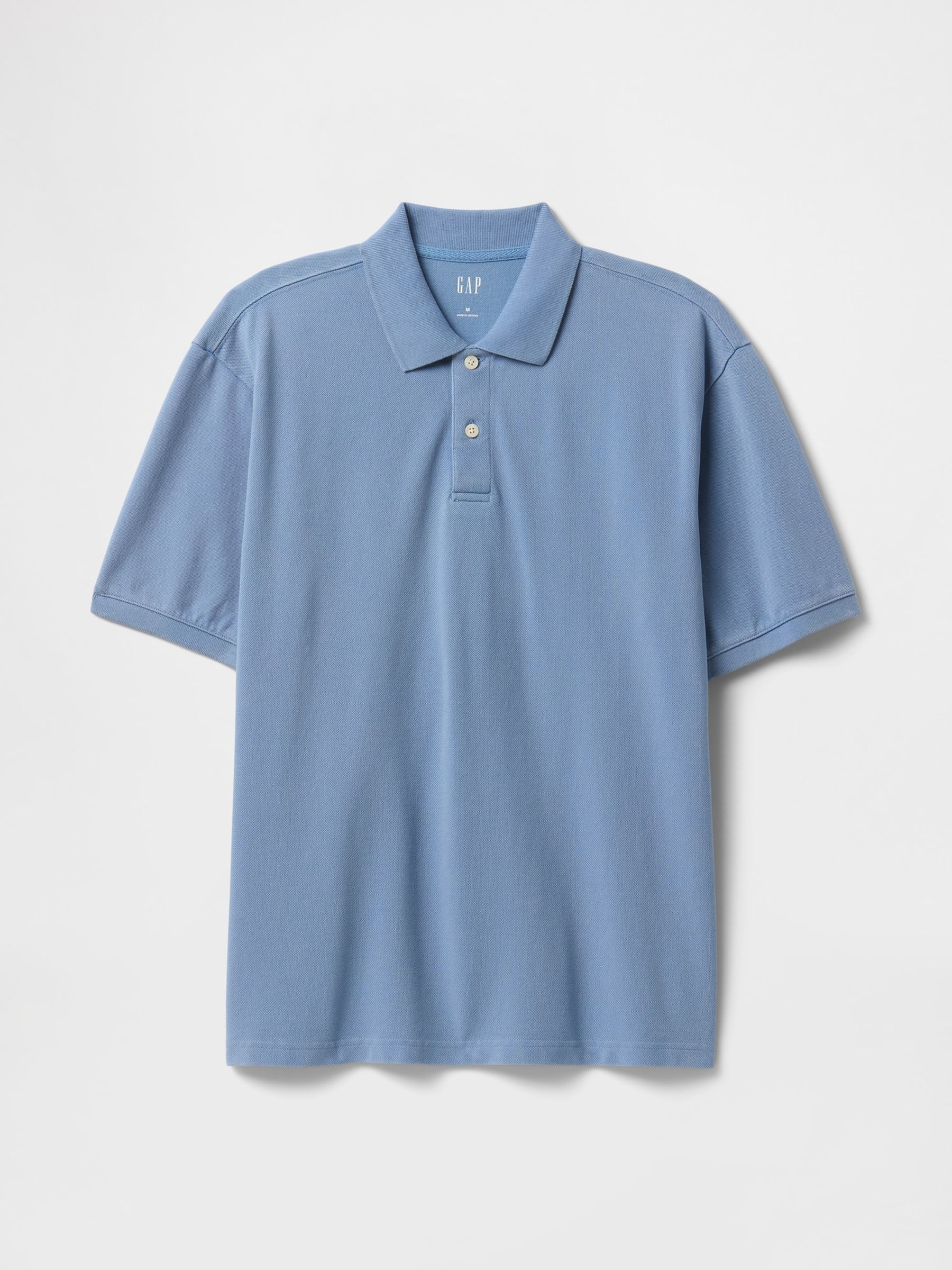 Blue Cotton Pique Short Sleeve Polo Shirt - Image 5 of 5