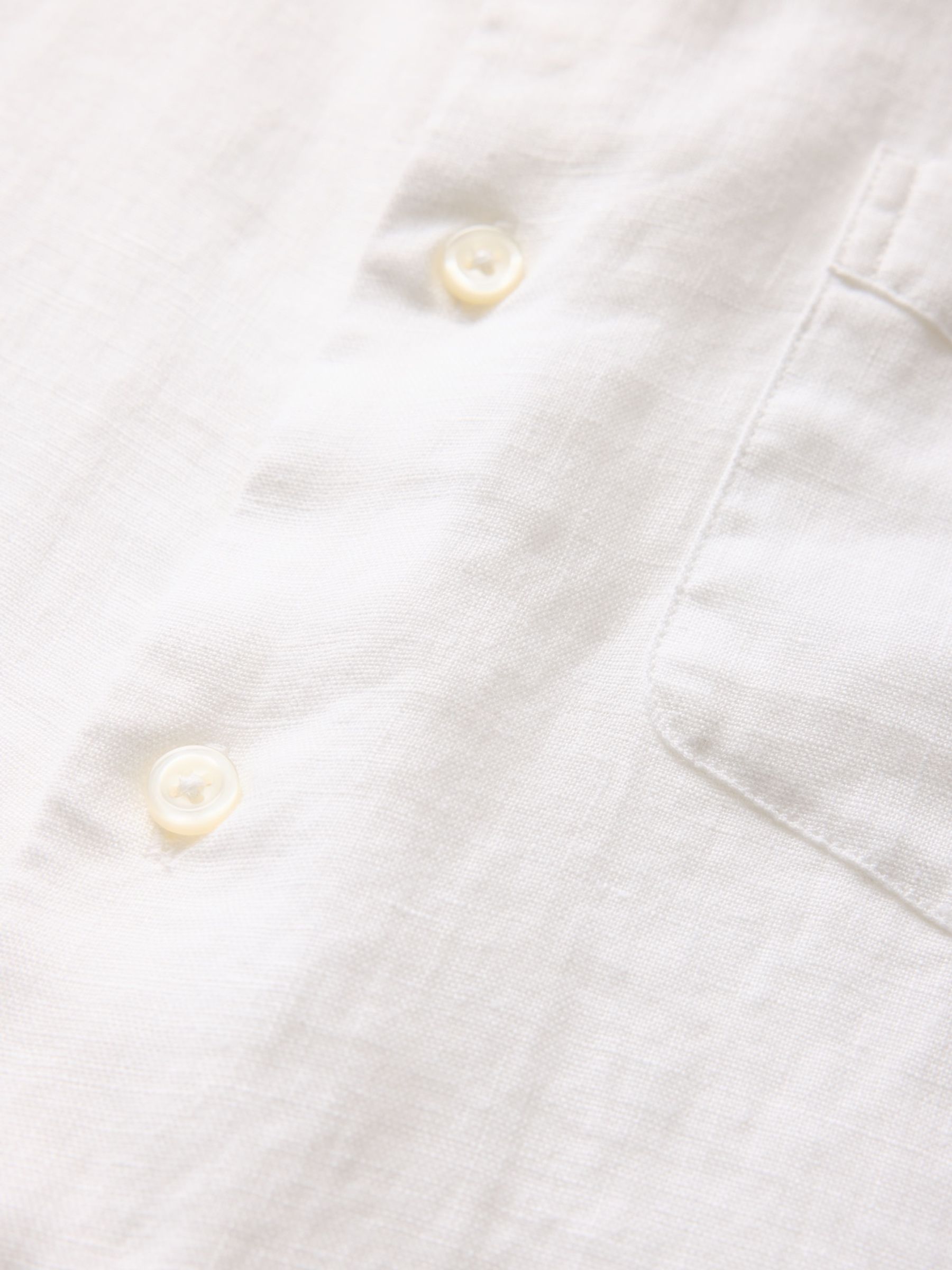 White 100% Linen Long Sleeve Classic Shirt - Image 5 of 5