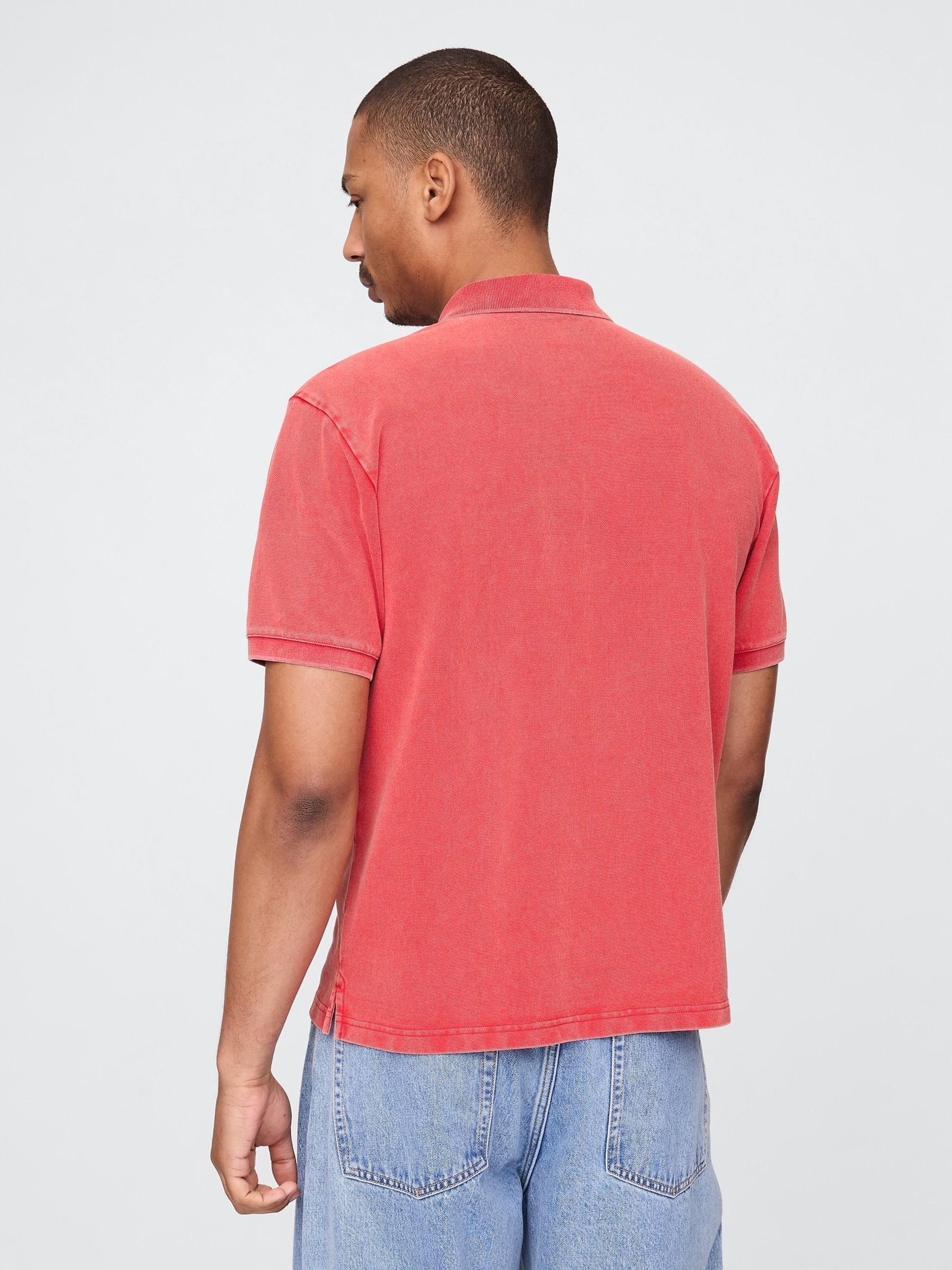Red Cotton Pique Short Sleeve Polo Shirt - Image 2 of 5