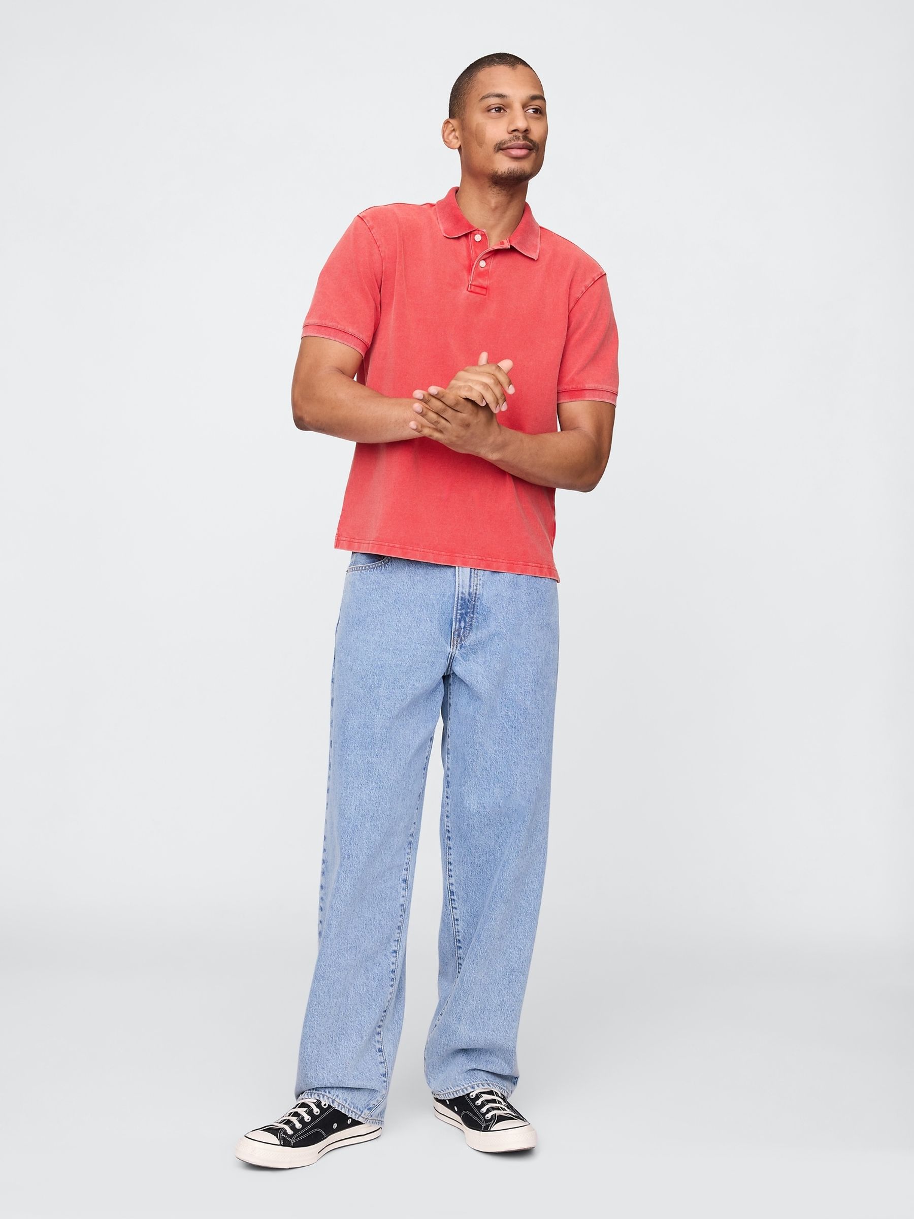 Red Cotton Pique Short Sleeve Polo Shirt - Image 3 of 5