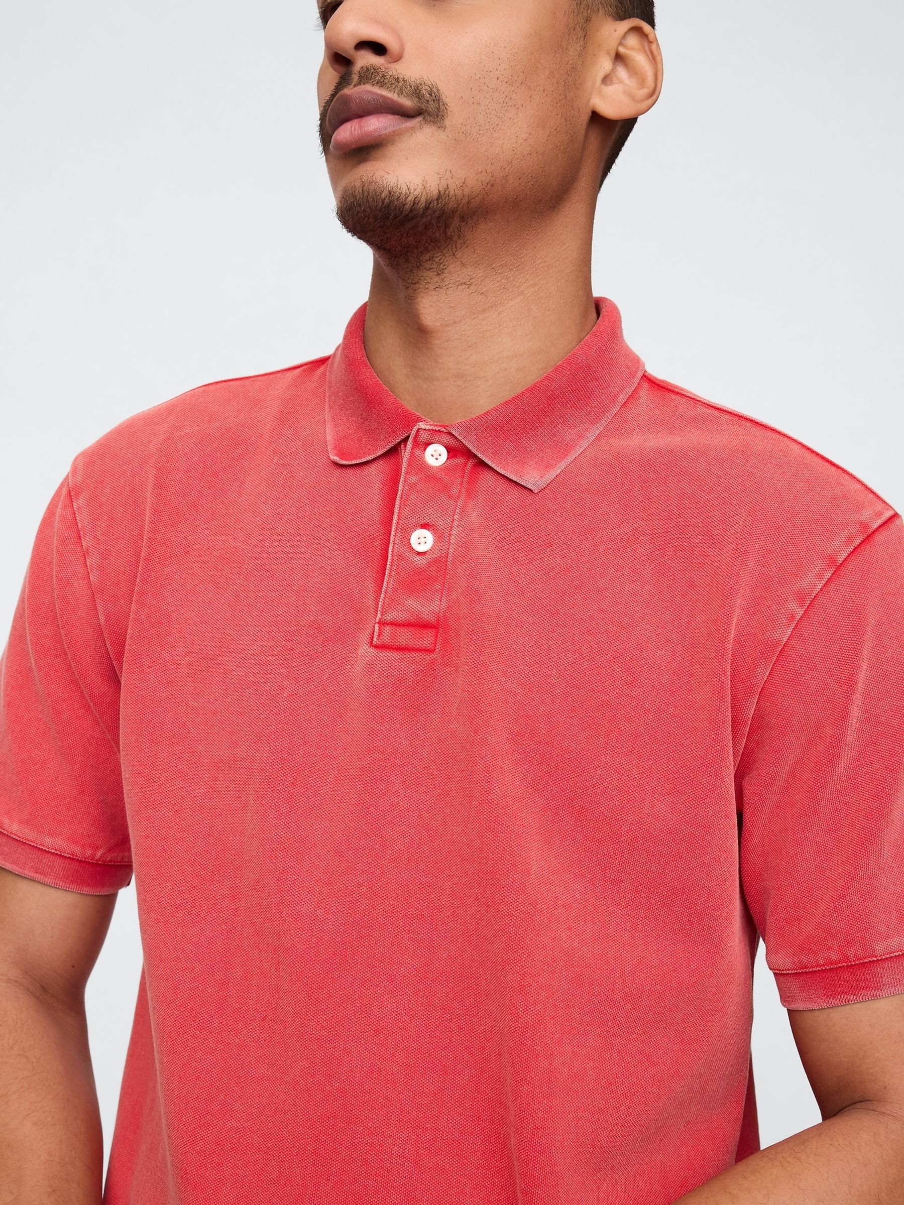 Red Cotton Pique Short Sleeve Polo Shirt - Image 4 of 5