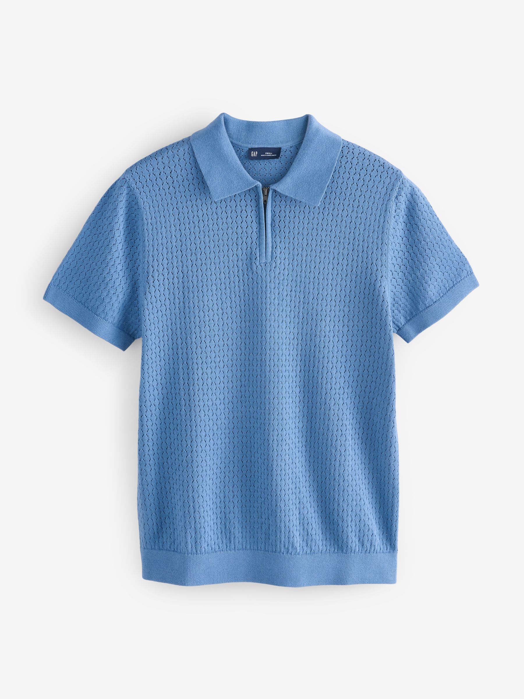 Blue Crochet Quarter Zip Polo Shirt - Image 5 of 7